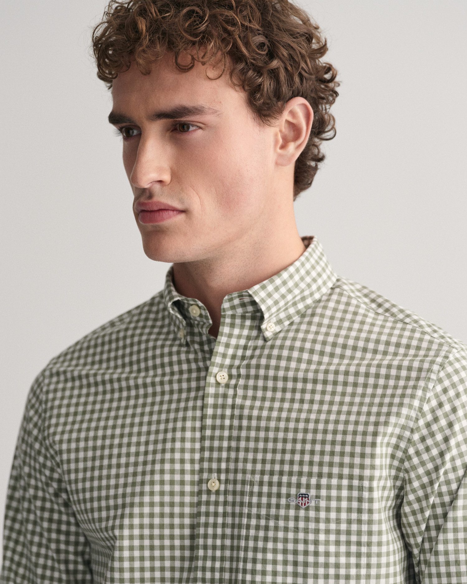 Gant Overhemd met lange mouwen REG POPLIN GINGHAM SHIRT met logoborduursel op borsthoogte