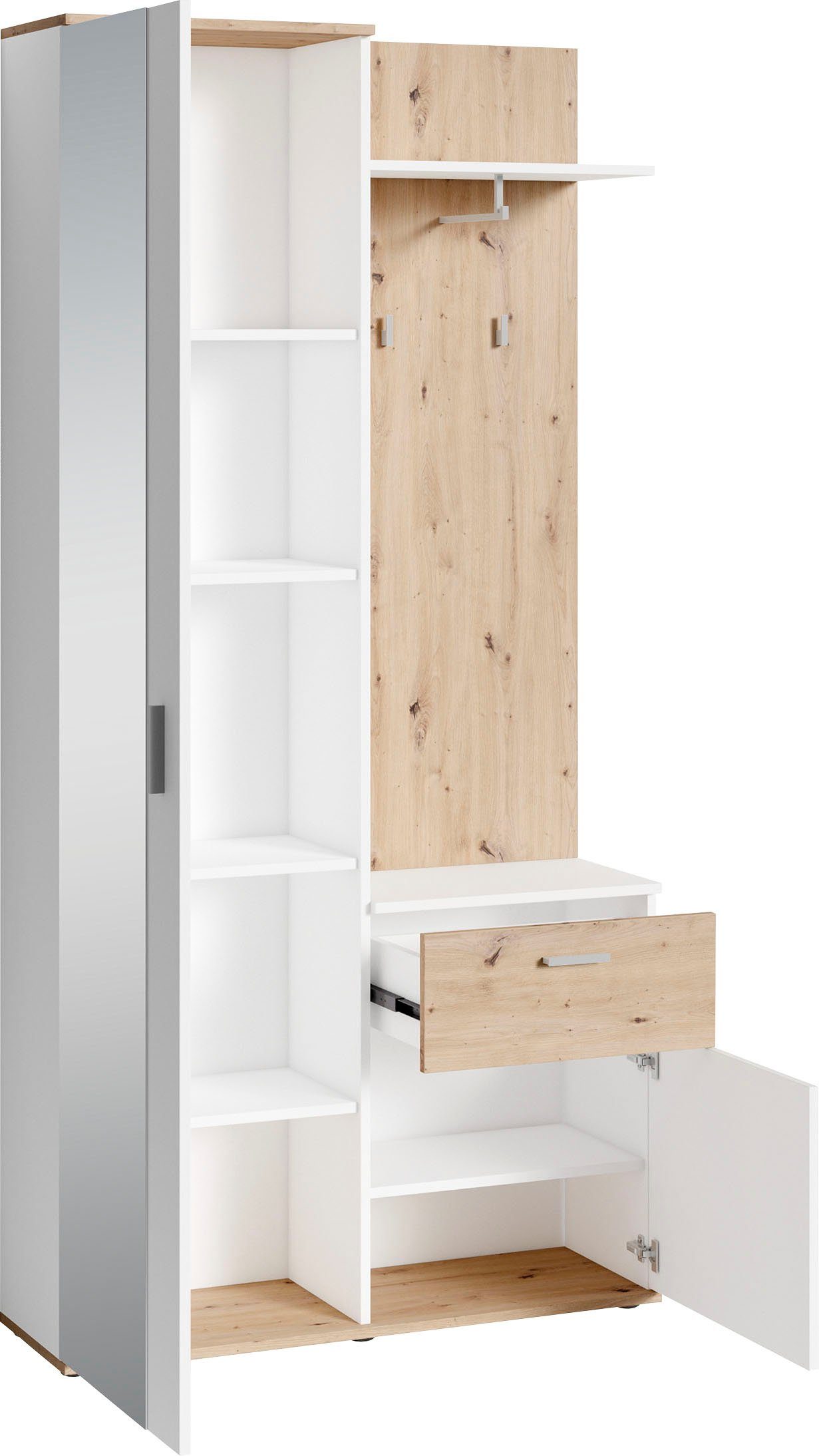 INOSIGN Compact kapstokmeubel Jakob met grote spiegel en planchet, breedte 97 cm