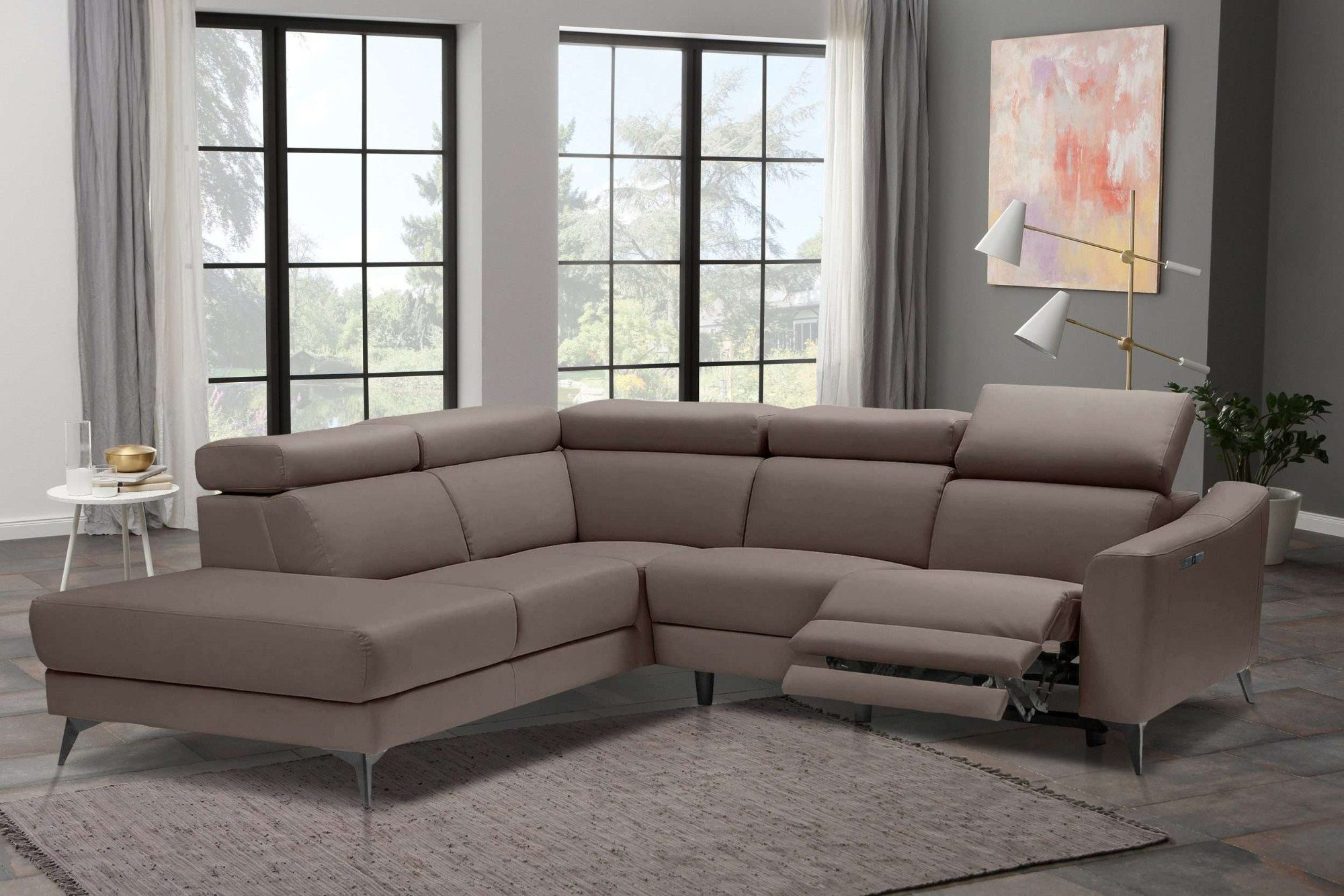 Places of Style Hoekbank Valerio met 1 elektrische relaxfunctie en usb-aansluiting