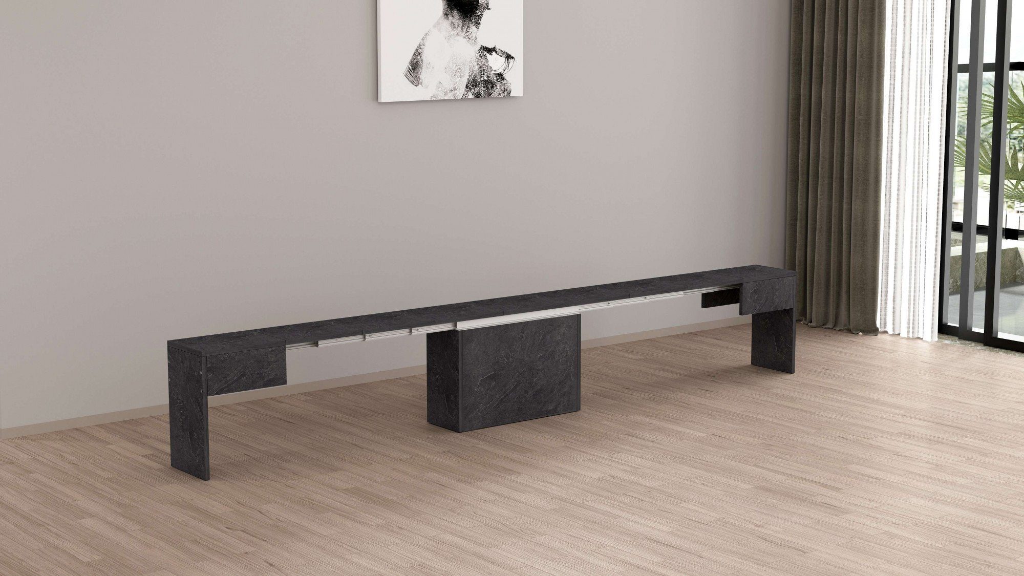INOSIGN Zitbank Praktika, Zitbank, Bank met uittrekfunctie, uittrekbaar van 66 naar 290 cm (1 stuk)