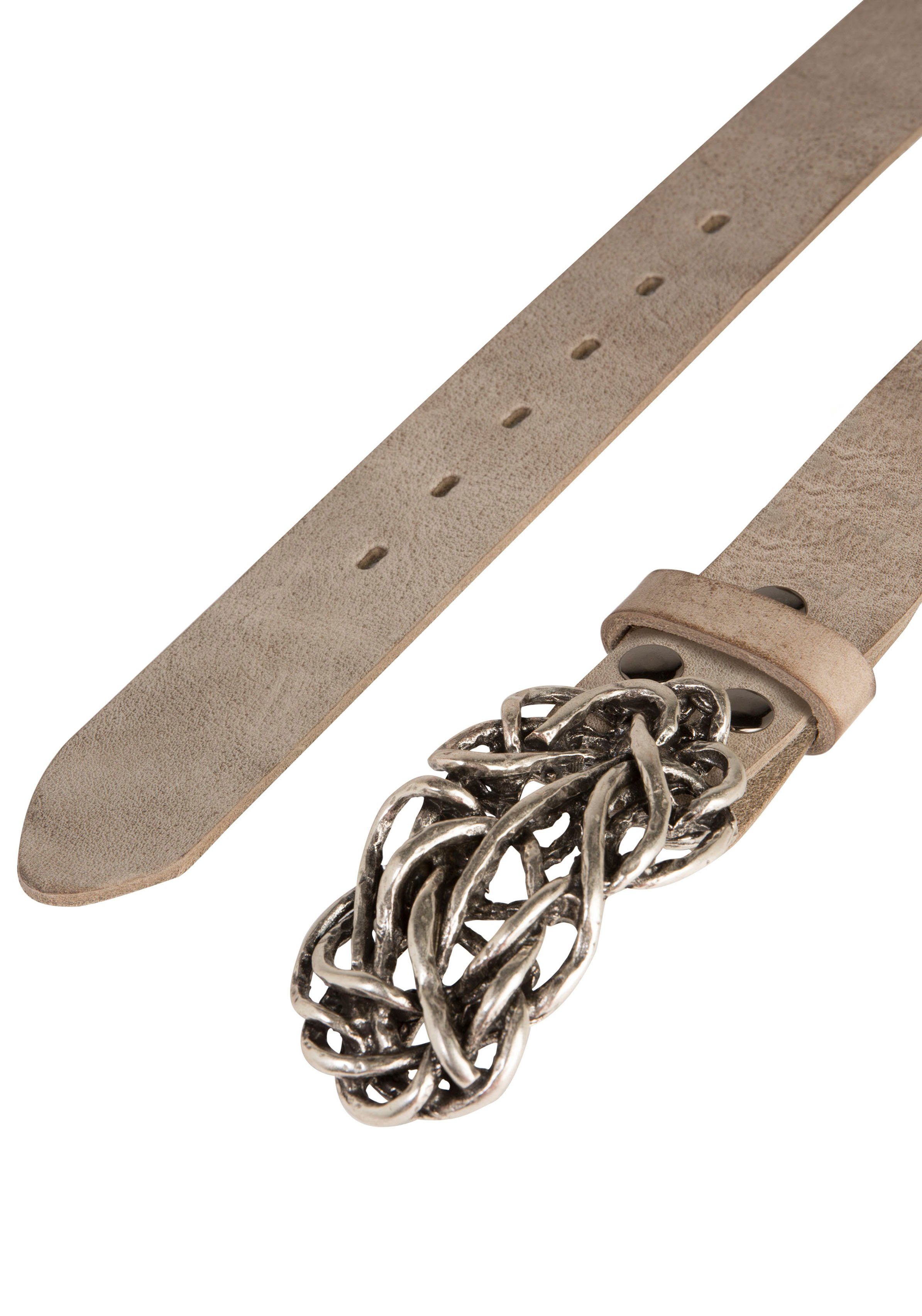 RETTUNGSRING by showroom 019° Leren riem met verwisselbare sluiting "straw knoop"