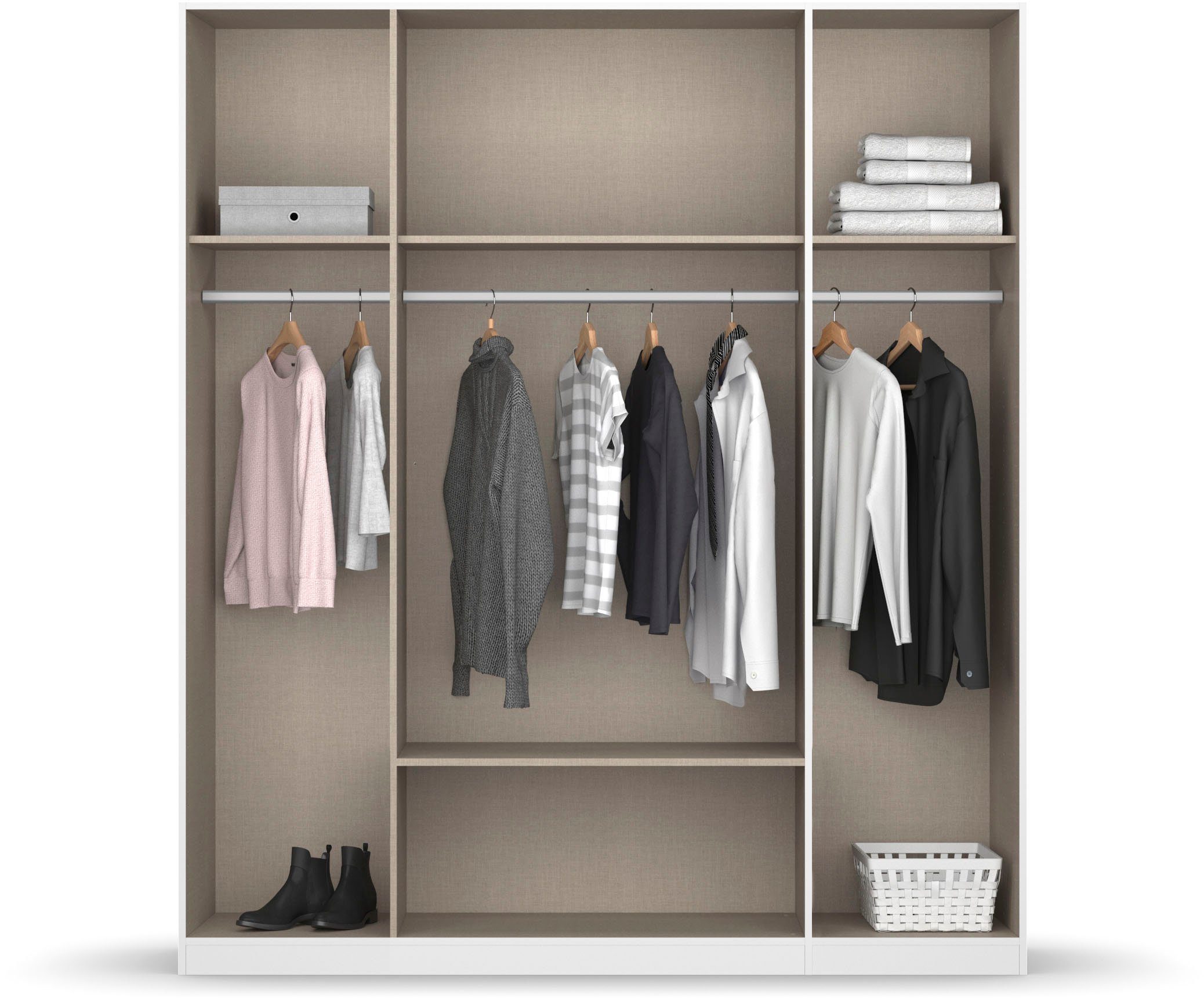 rauch Kledingkast Kast Garderobe Wasmand GAMMA in 3 Breedtes veel opbergruimte met 6 lades, met spiegel topseller made in germany