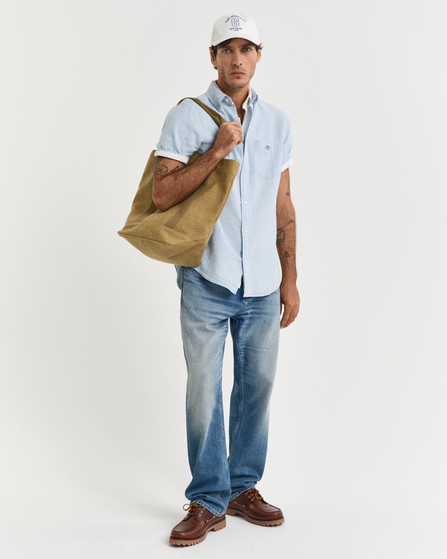 Gant Overhemd met lange mouwen REG COTTON LINEN SHIRT