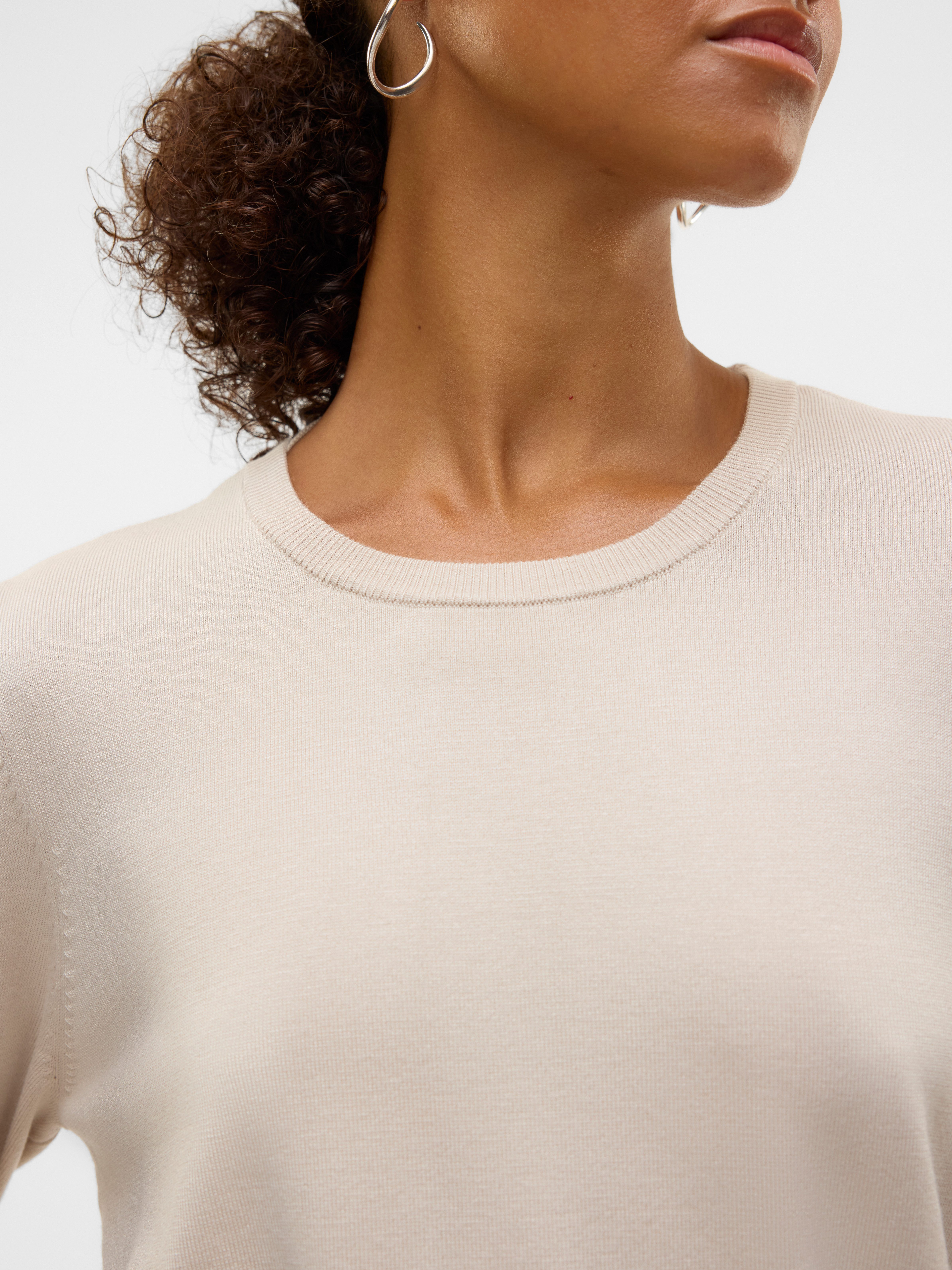 Vero Moda Gebreide trui VMSILJE LS O-NECK SHORT PULLOVER GA NOOS