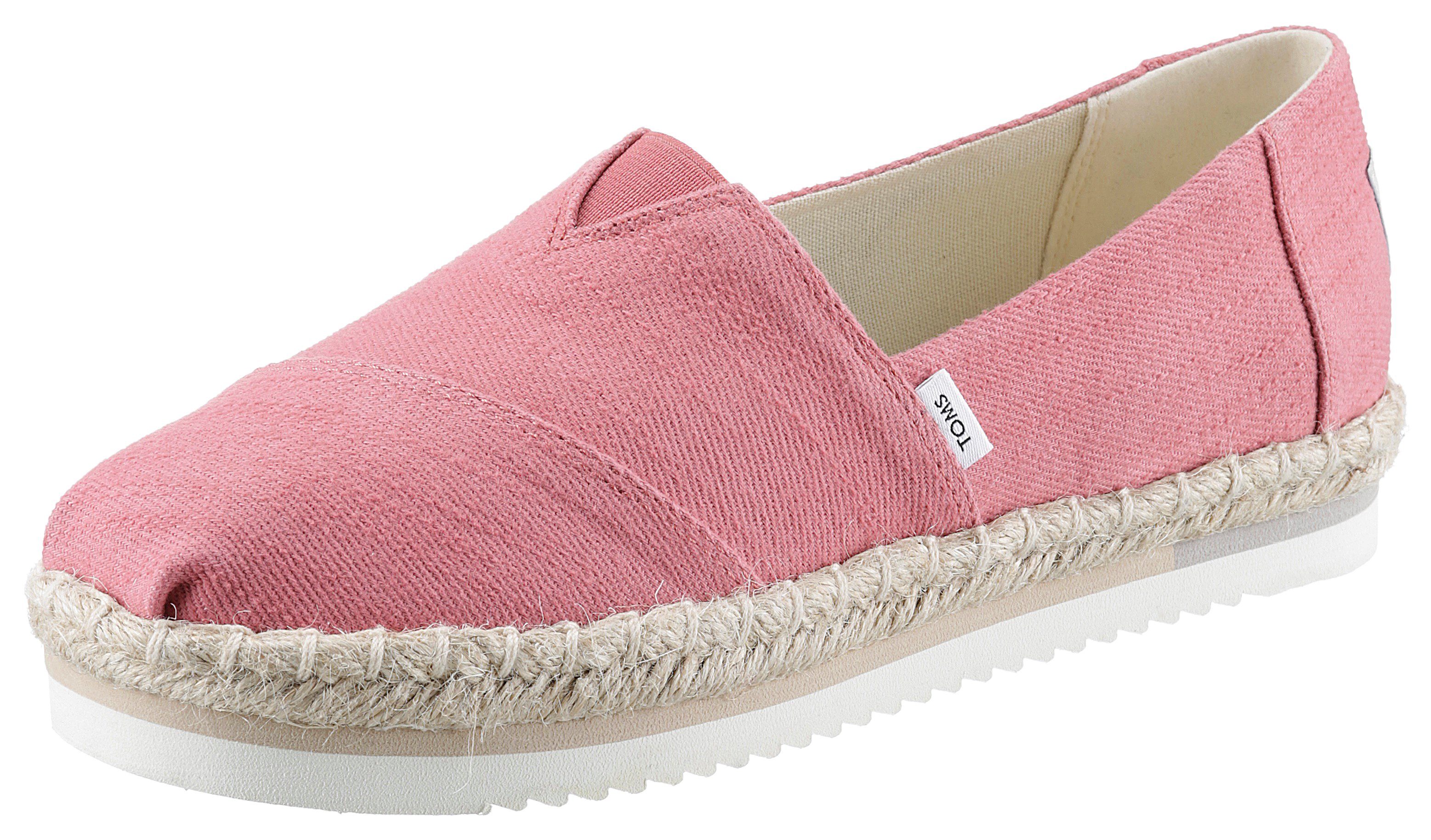 TOMS Espadrilles ALPARGATA PLATFORM ROPE in vegan verwerking, smalle vorm