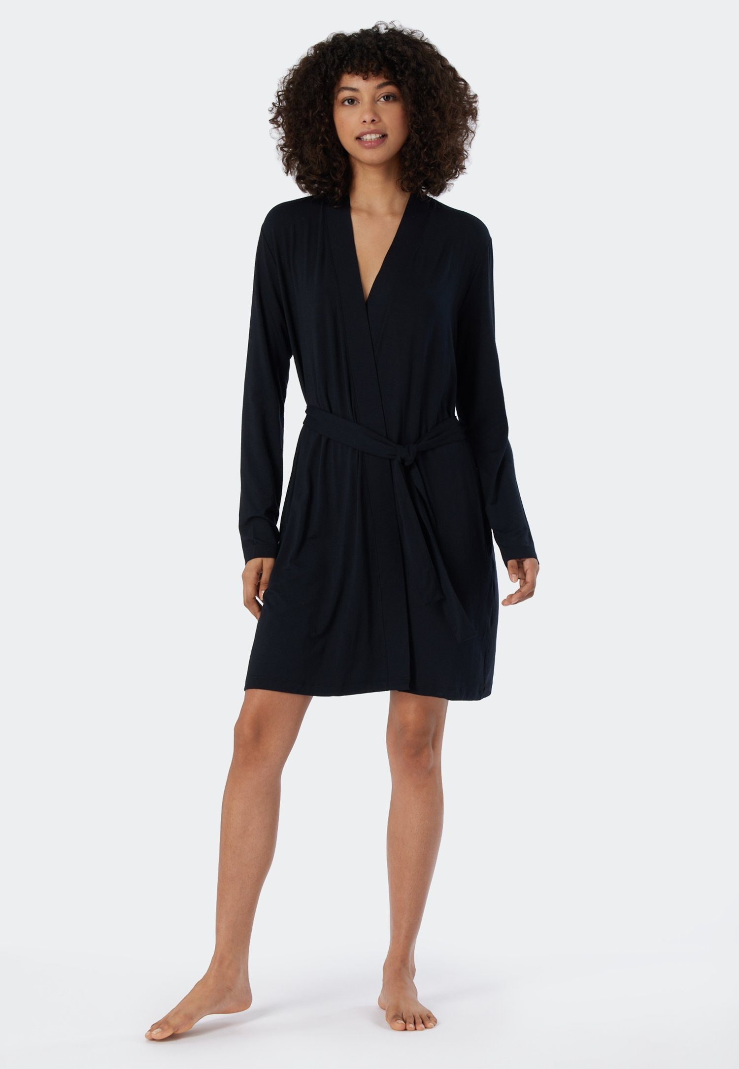 Schiesser Ochtendjas Essentials met kimono-snit met subtiele glans
