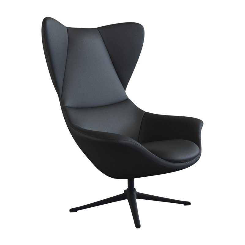 FLEXLUX Oorfauteuil Stilo relaxstoel, TV-stoel Solitaire, stijlicoon, draaibaar, zwarte poot