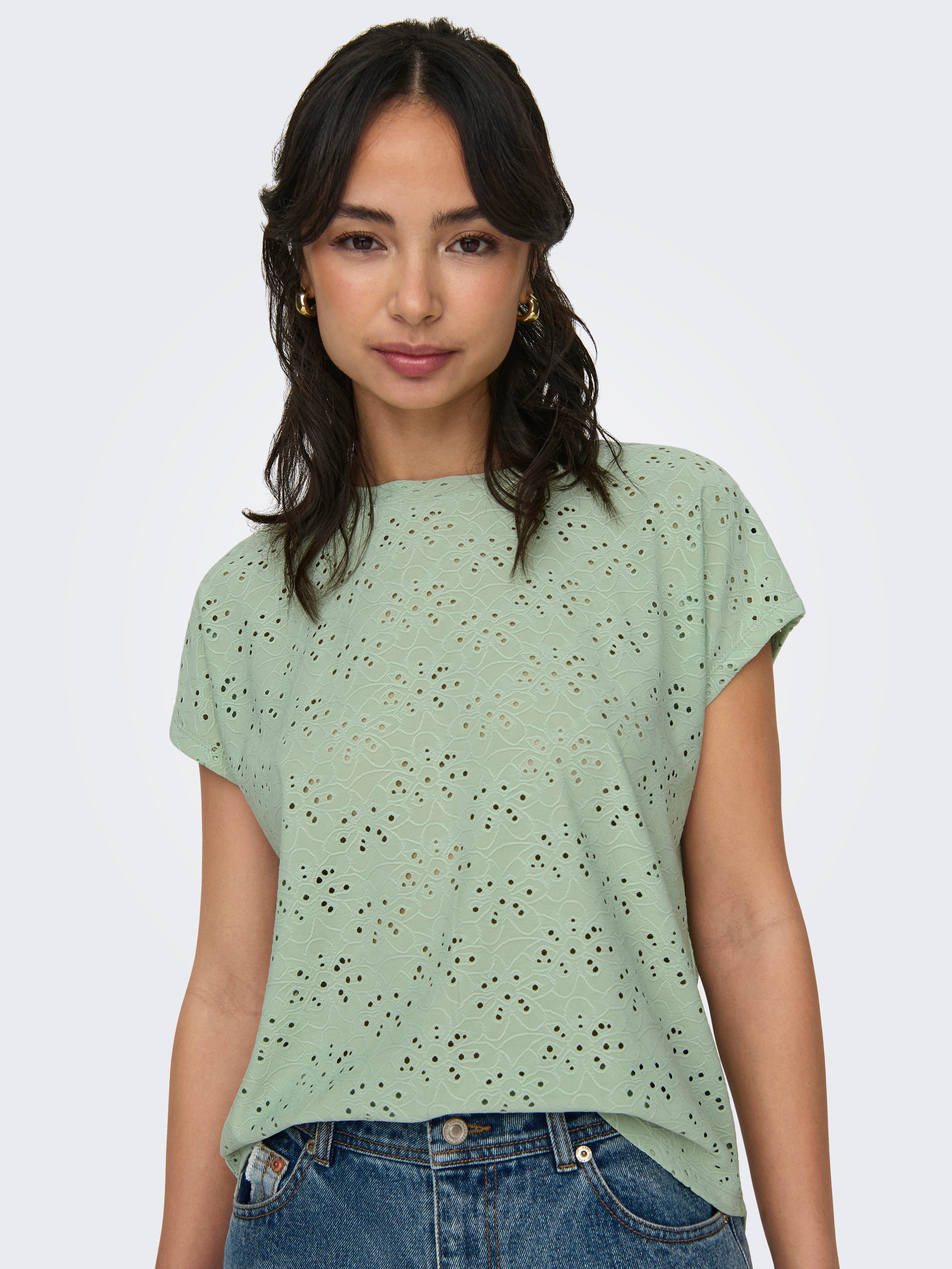 Only Shirt met korte mouwen ONLSMILLA S/S TOP JRS NOOS