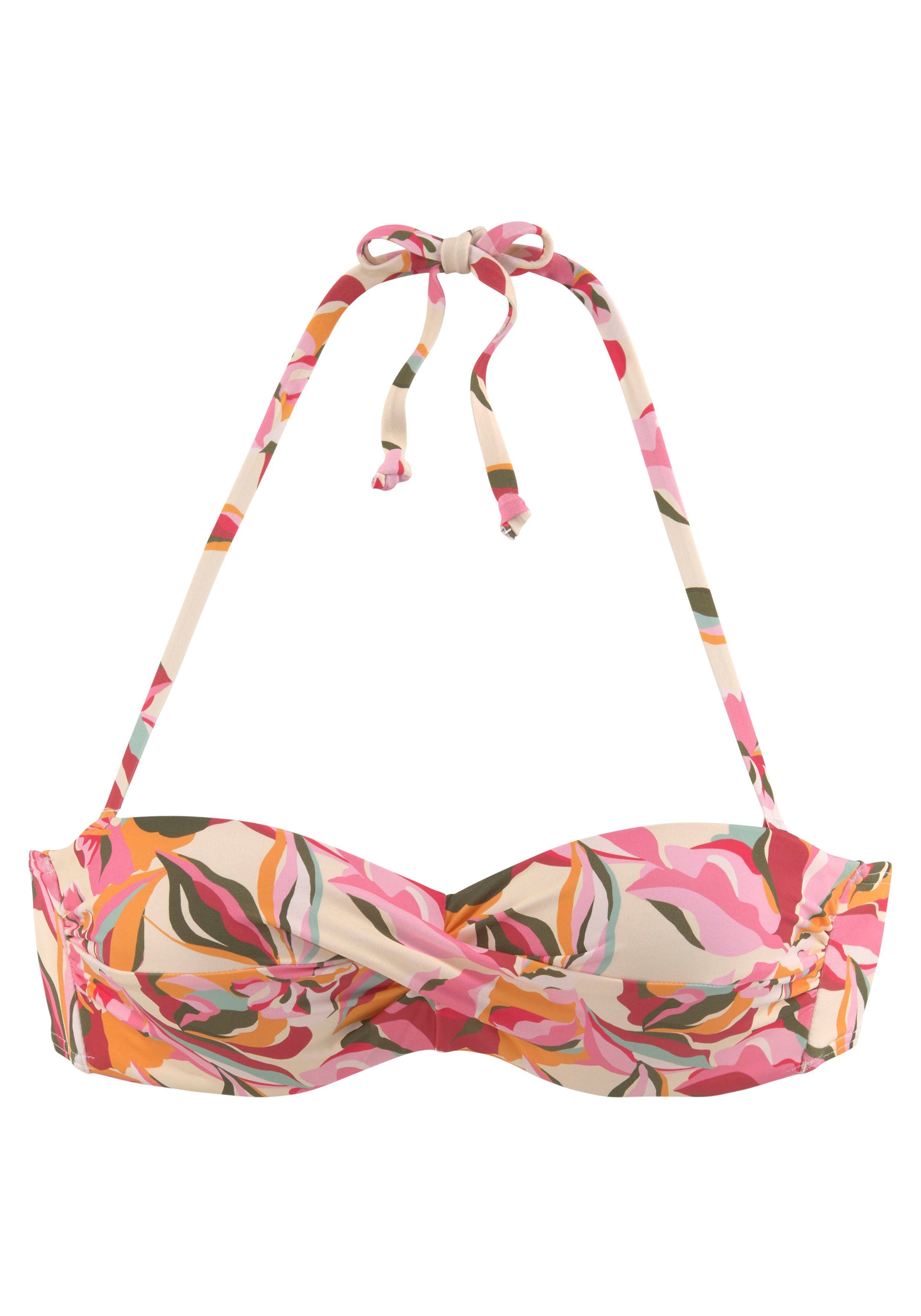 s.Oliver RED LABEL Beachwear Beugelbikinitop in bandeaumodel Bauhinia met gebloemd design