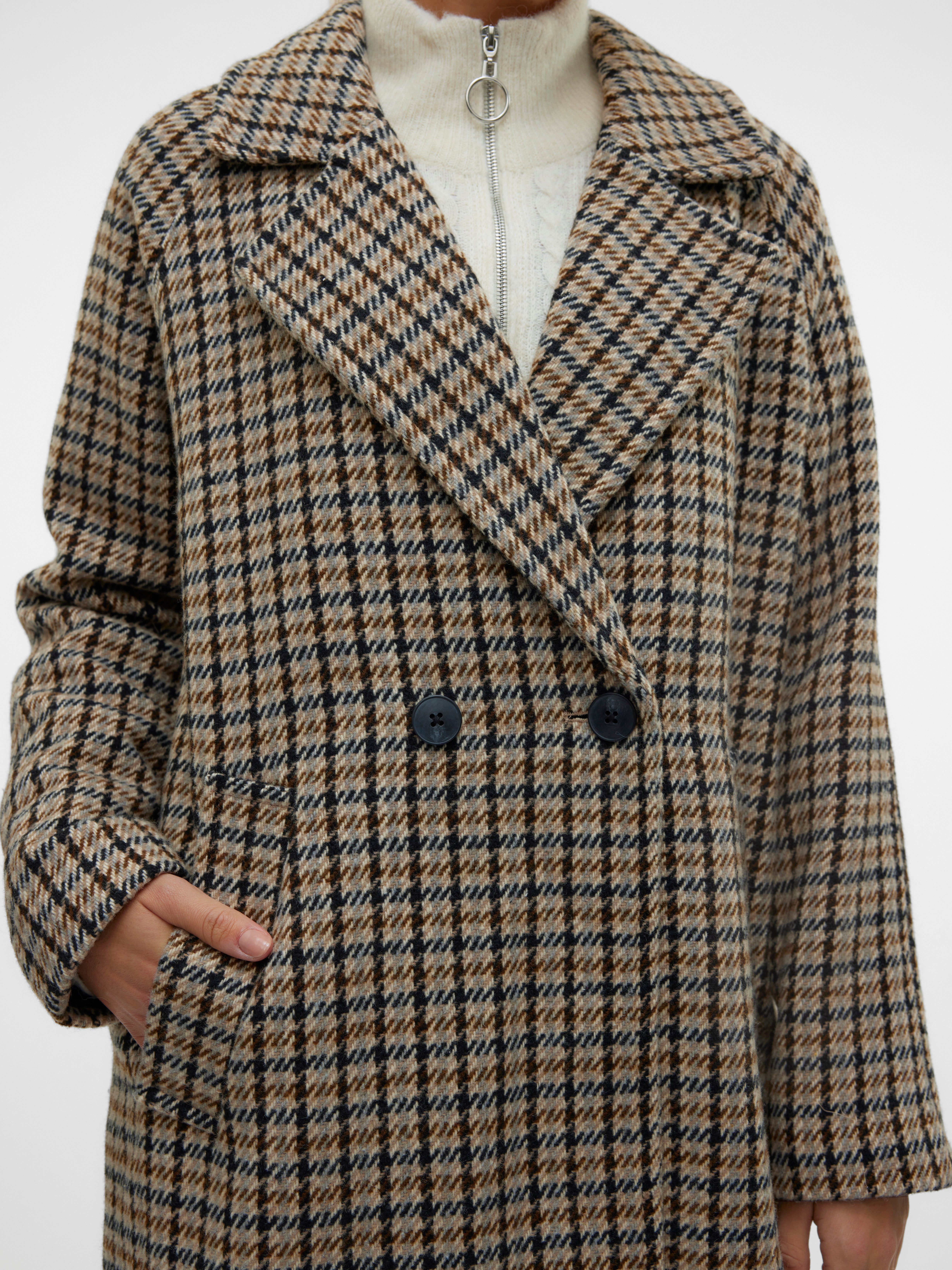 Vero Moda Lange jas VMHANNAH LONG WOOL CHECK COAT GA BOO