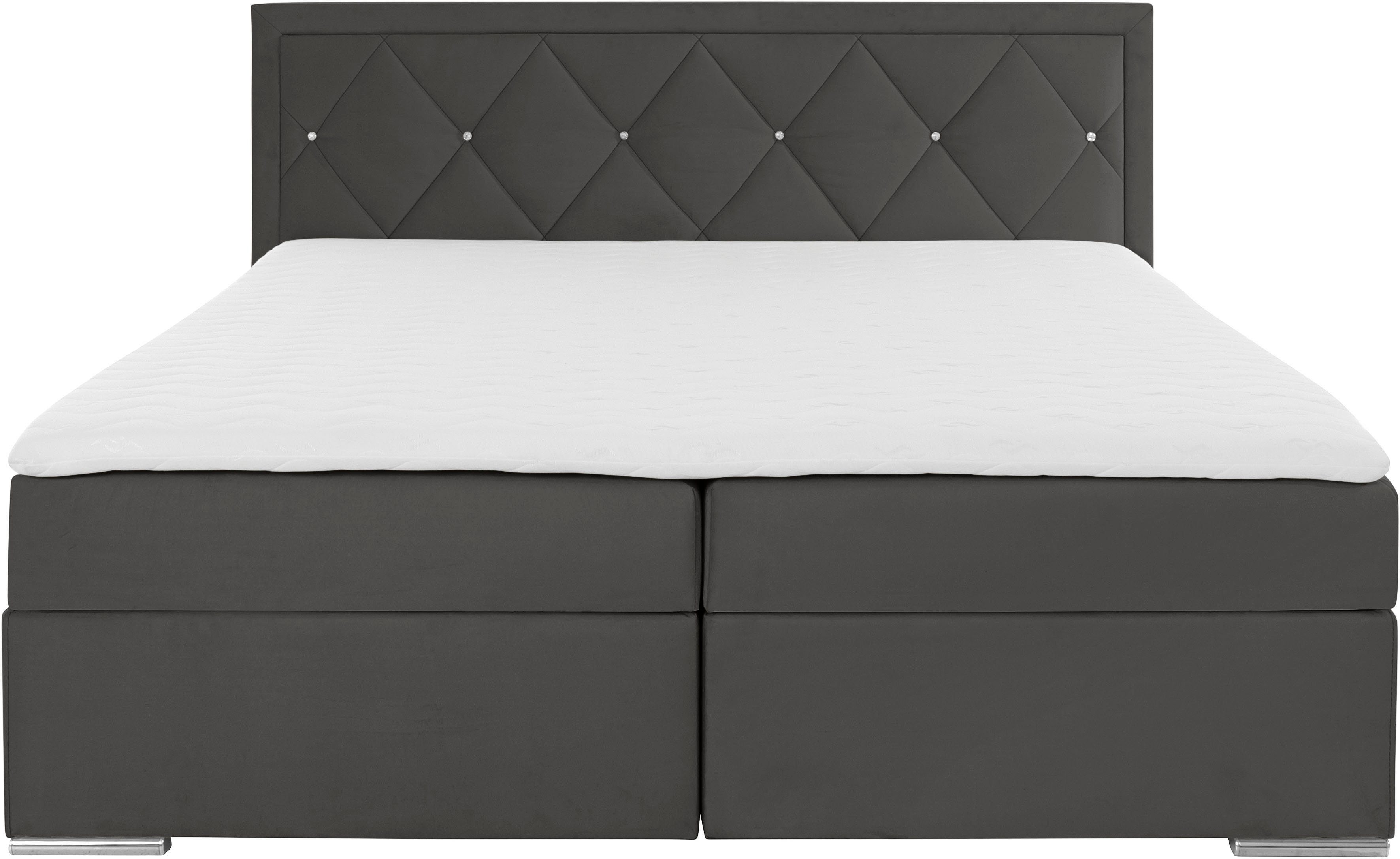 Leonique Boxspring Alfie, bestseller, optioneel met bedlade met strassteentjes in het hoofdbord, h2, h3 en h4 ter keuze