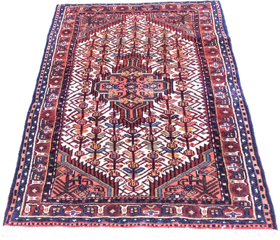 morgenland Wollen kleed Hamadan vloerkleed met de hand geknoopt rood handgeknoopt