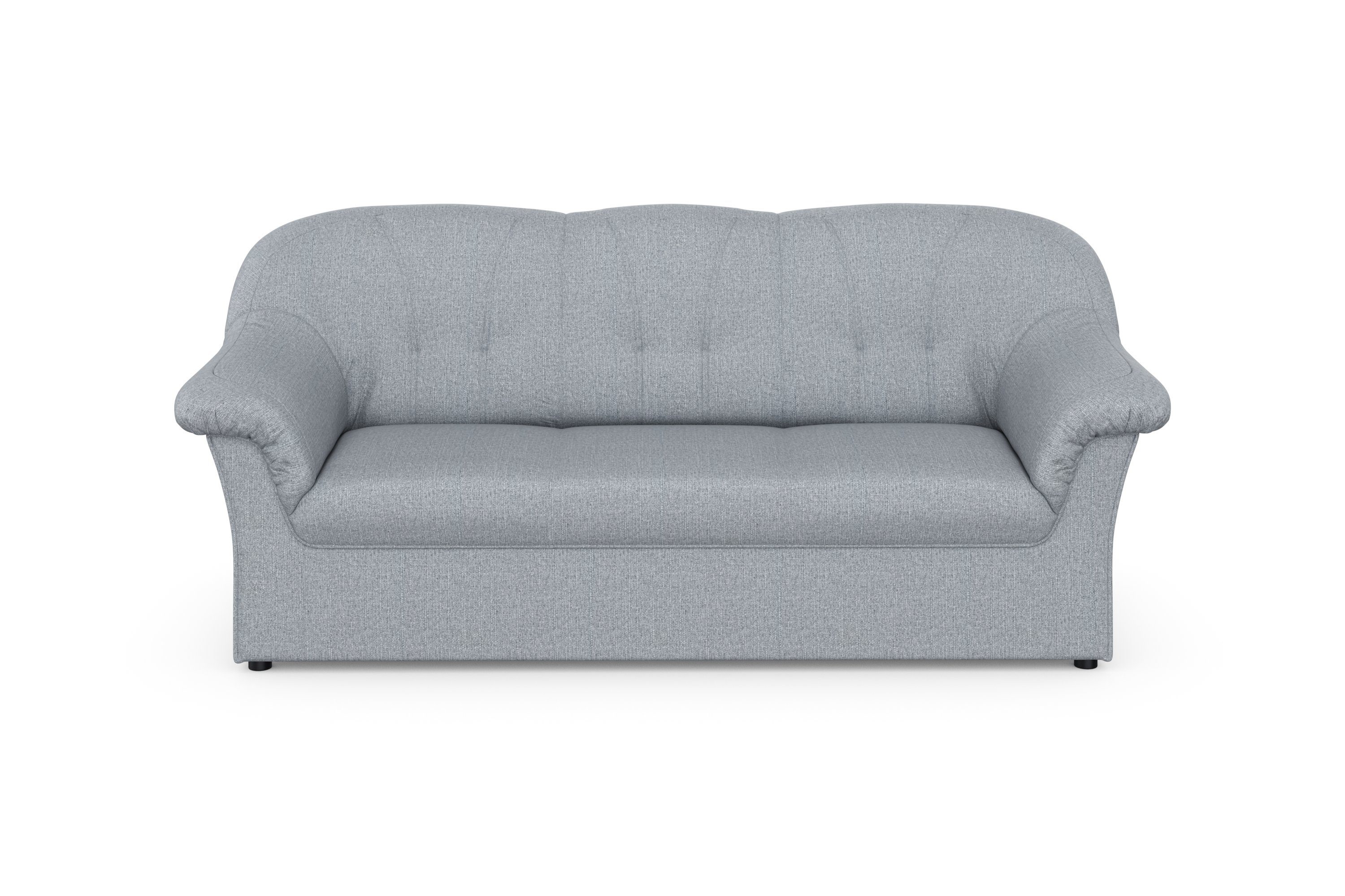 DOMO collection 3-zitsbank Pegnitz voor kleine ruimtes, breedte 185cm tijdloos, elegante armleuningen, comfortabel zilver(kleur), 3-zitsbanken, 185 cm