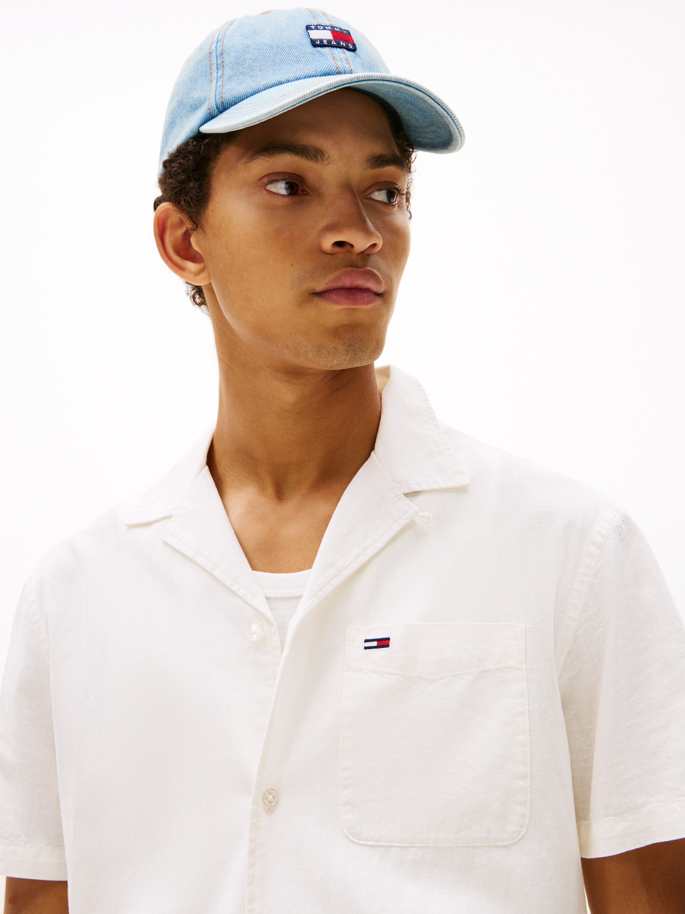 Tommy Jeans Plus Overhemd met korte mouwen TJM LINEN BLEND CAMP SS EXT