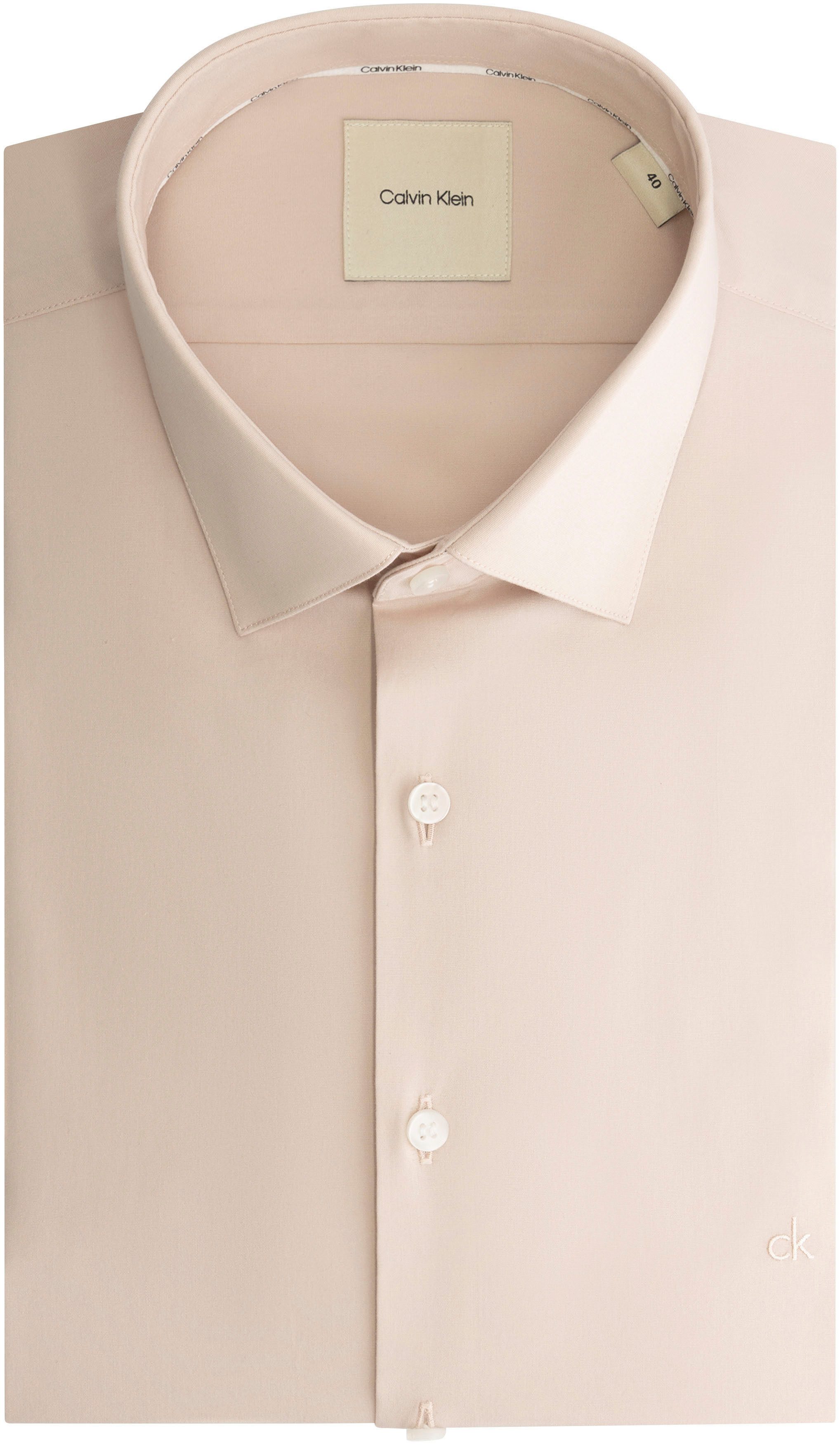 Calvin Klein Businessoverhemd POPLIN STRETCH SLIM SHIRT met kent-kraag, logoprint op borsthoogte