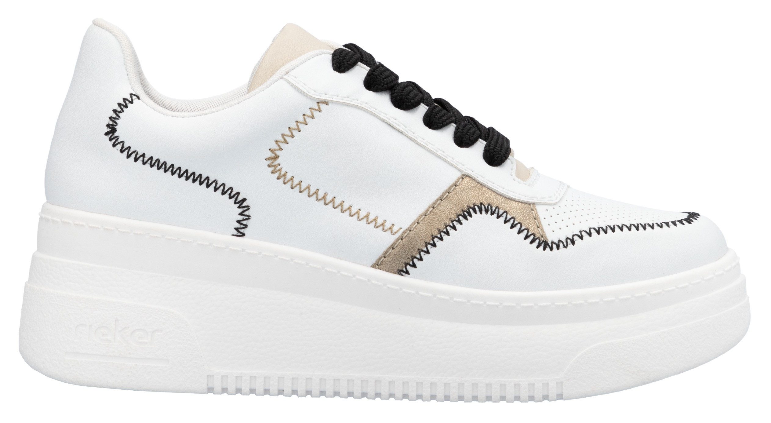 Rieker Plateausneakers , sleehak sneaker, veterschoen, lage schoen met modieuze contrastdetails