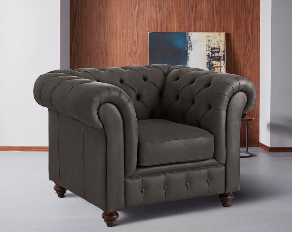 Home affaire Fauteuil Chesterfield B/D/H: 105/69/74 cm met hoogwaardige knoopdetails, ook in leer