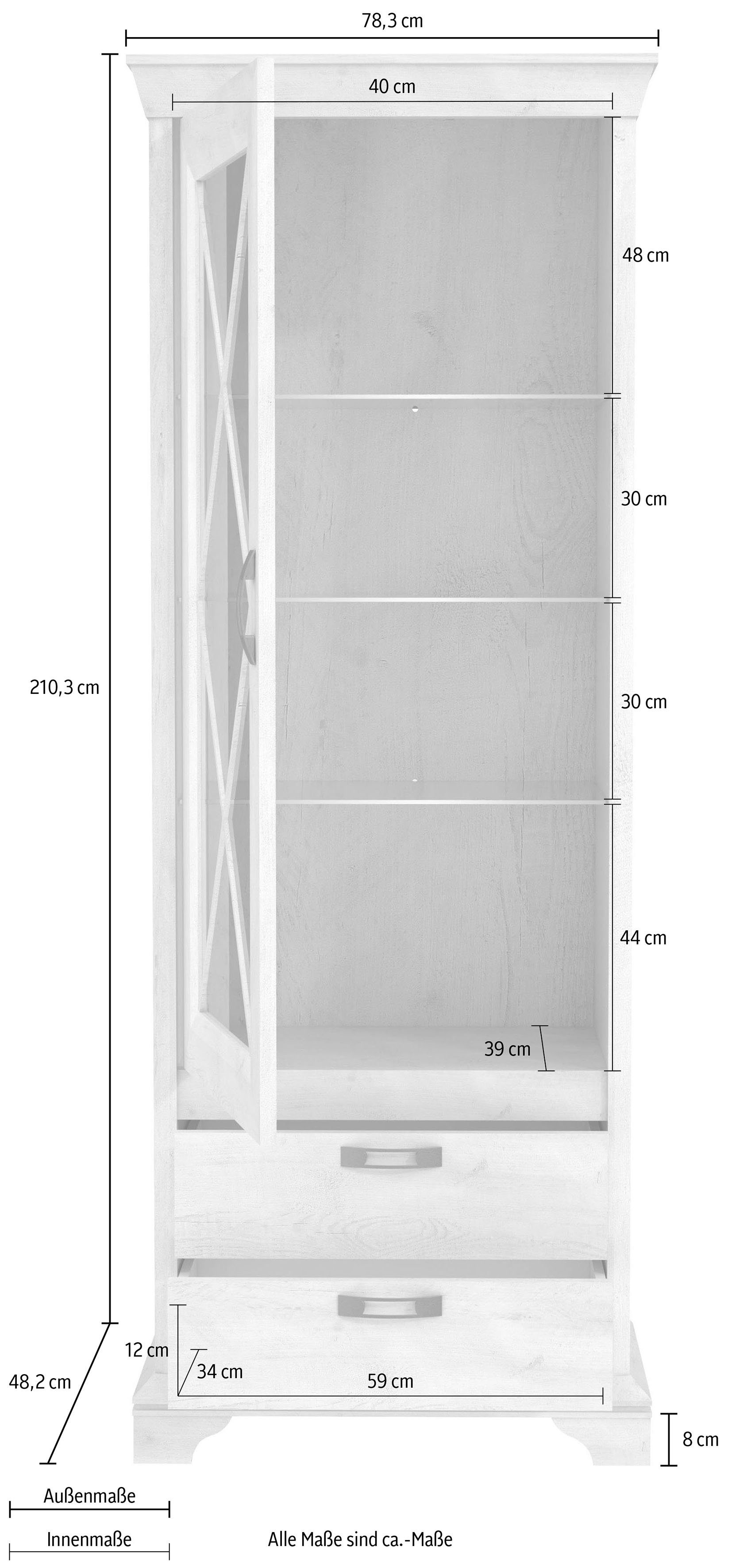 FORTE Vitrinekast Kashmir Breedte 78 cm, inclusief ledverlichting