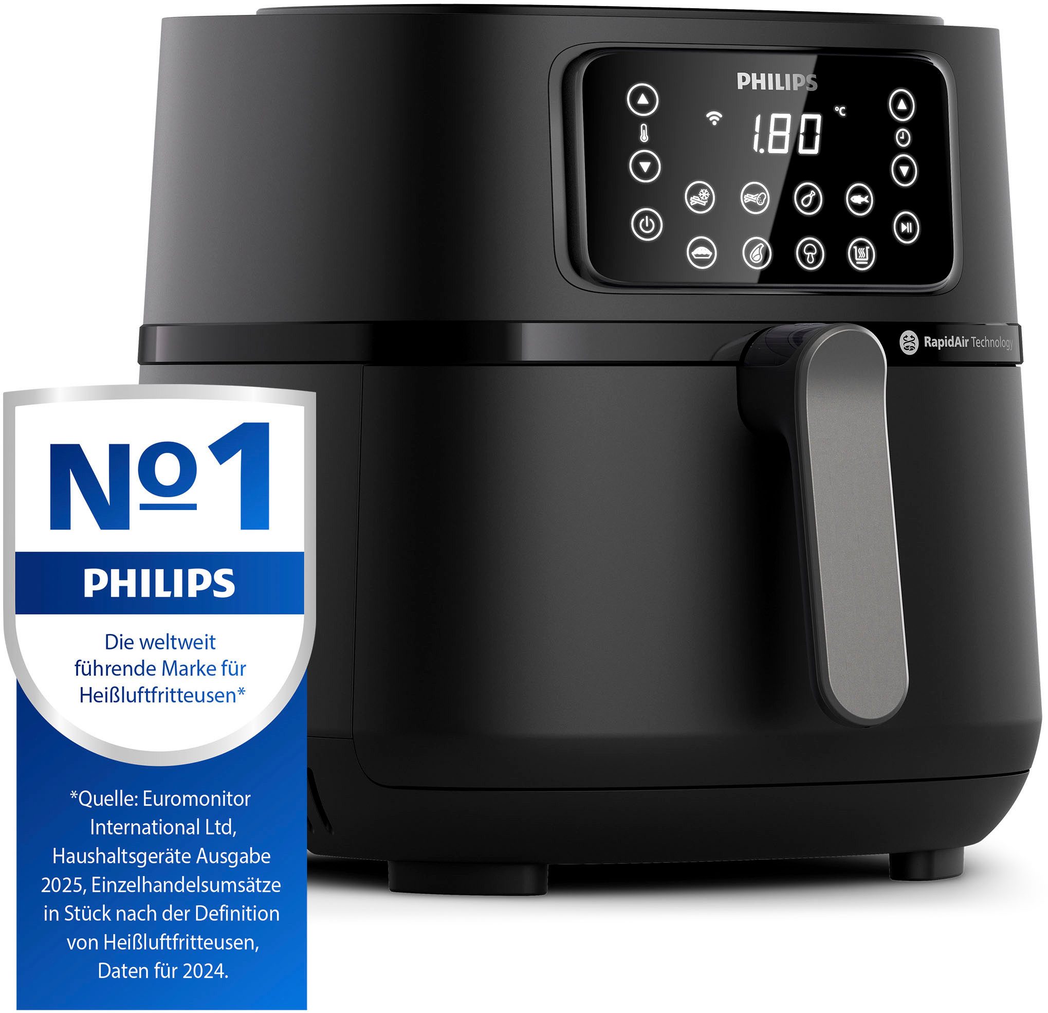 Philips Airfryer XXL HD9285/90, 7,2 l met 7 instellingen, warmhoudfunctie en wifi-connectiviteit