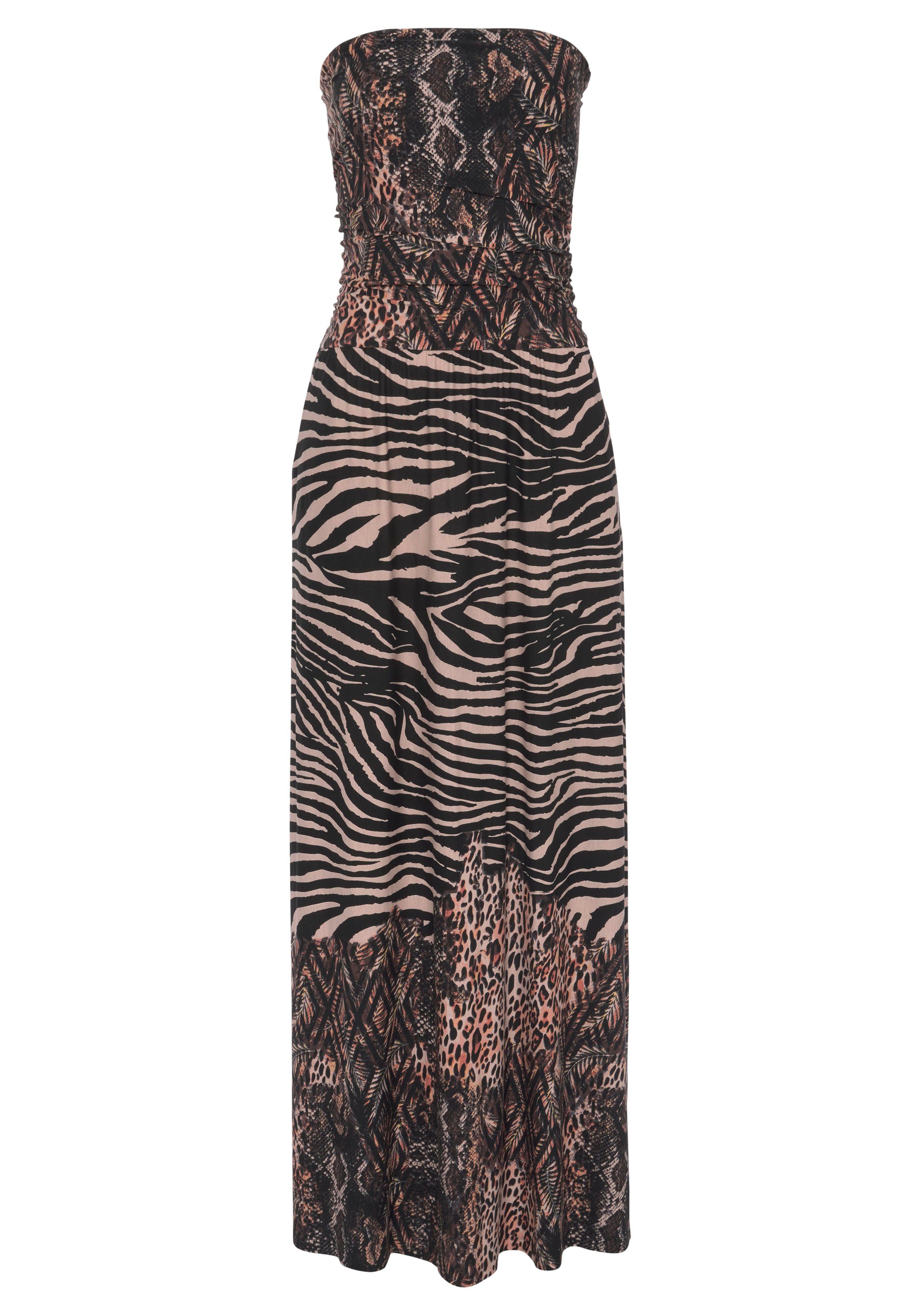 Lascana Maxi-jurk met animalprint bandeau-jurk zomerjurk schoudervrij