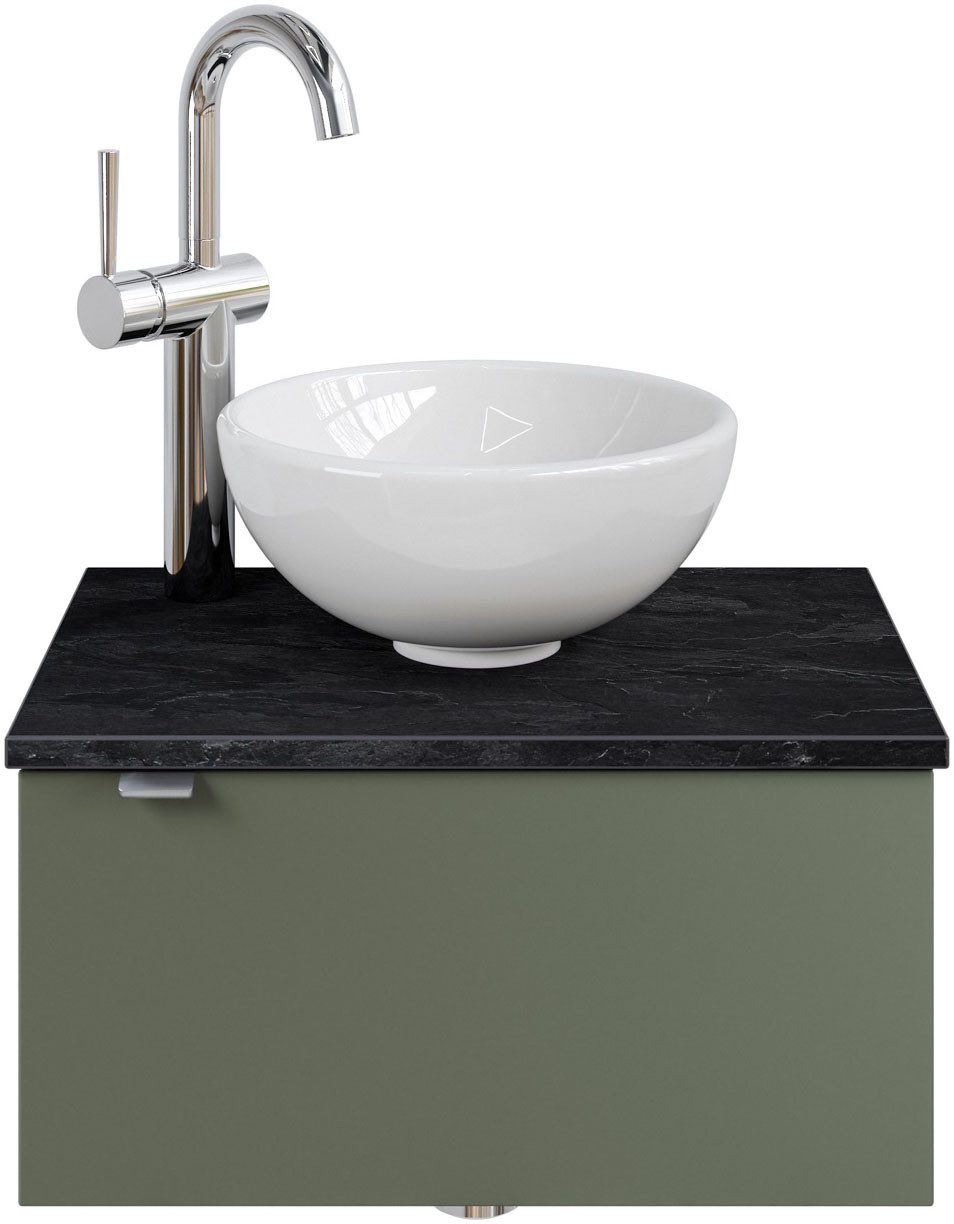 Saphir Wastafelonderkast Serie 6915 wastafel met onderkast voor gastenbadkamer, tweede toilet (3-delig) wastafelmeubels groen