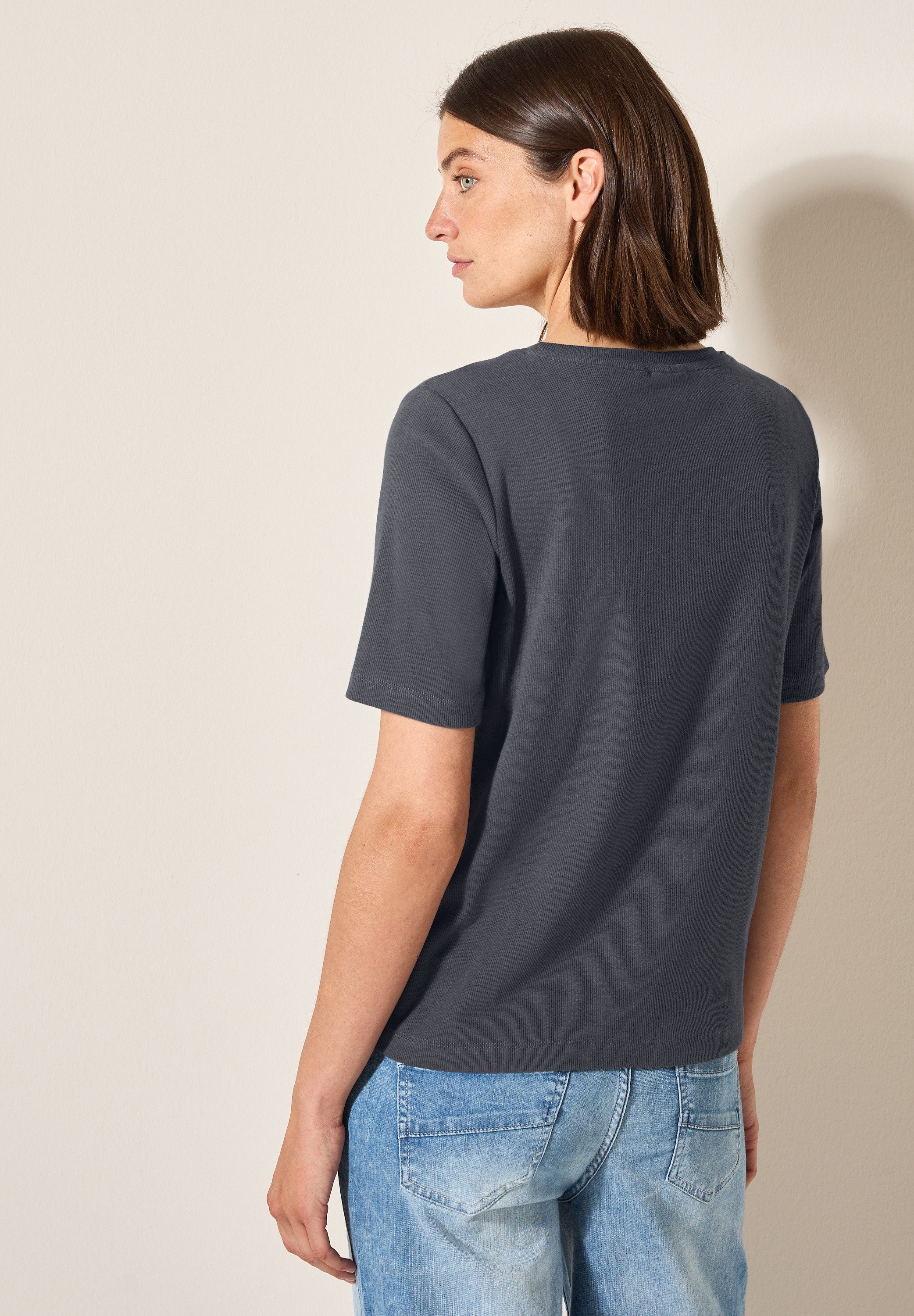 Cecil T-shirt met fijne ribstructuur