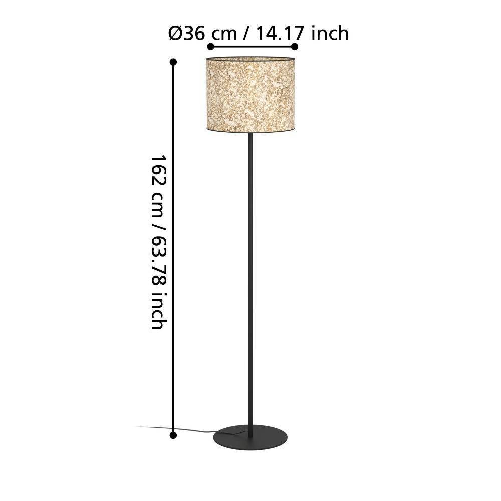 EGLO Staande lamp BUTTERBURN Stehlampe, Stahl und Textil, Wohnzimmerlampe, E27, Lampe Vloerlamp met berkenbladeren, vloerlamp, 162 cm (1 stuk)