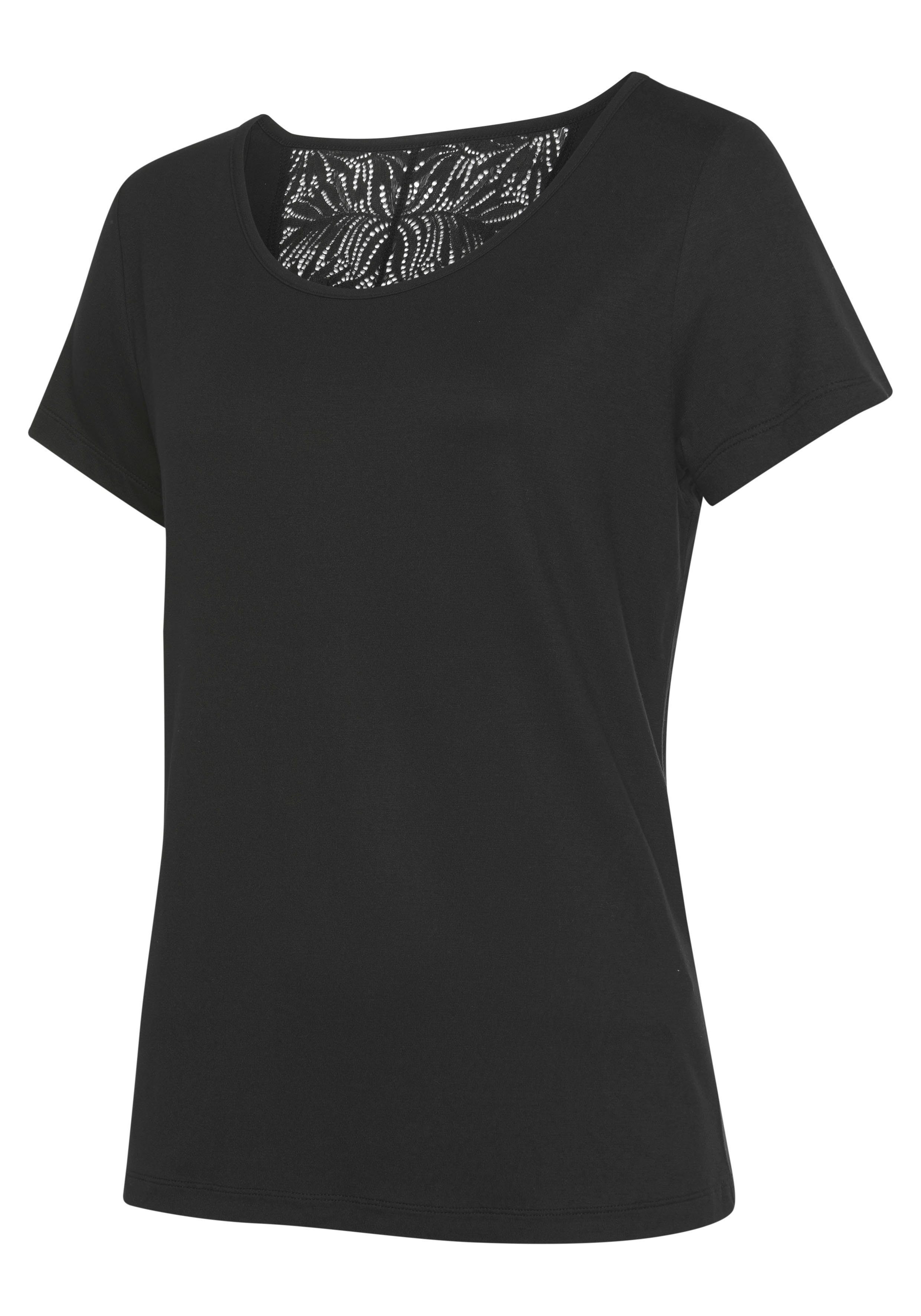 Lascana Pyjama top met kanten inzet op de rug