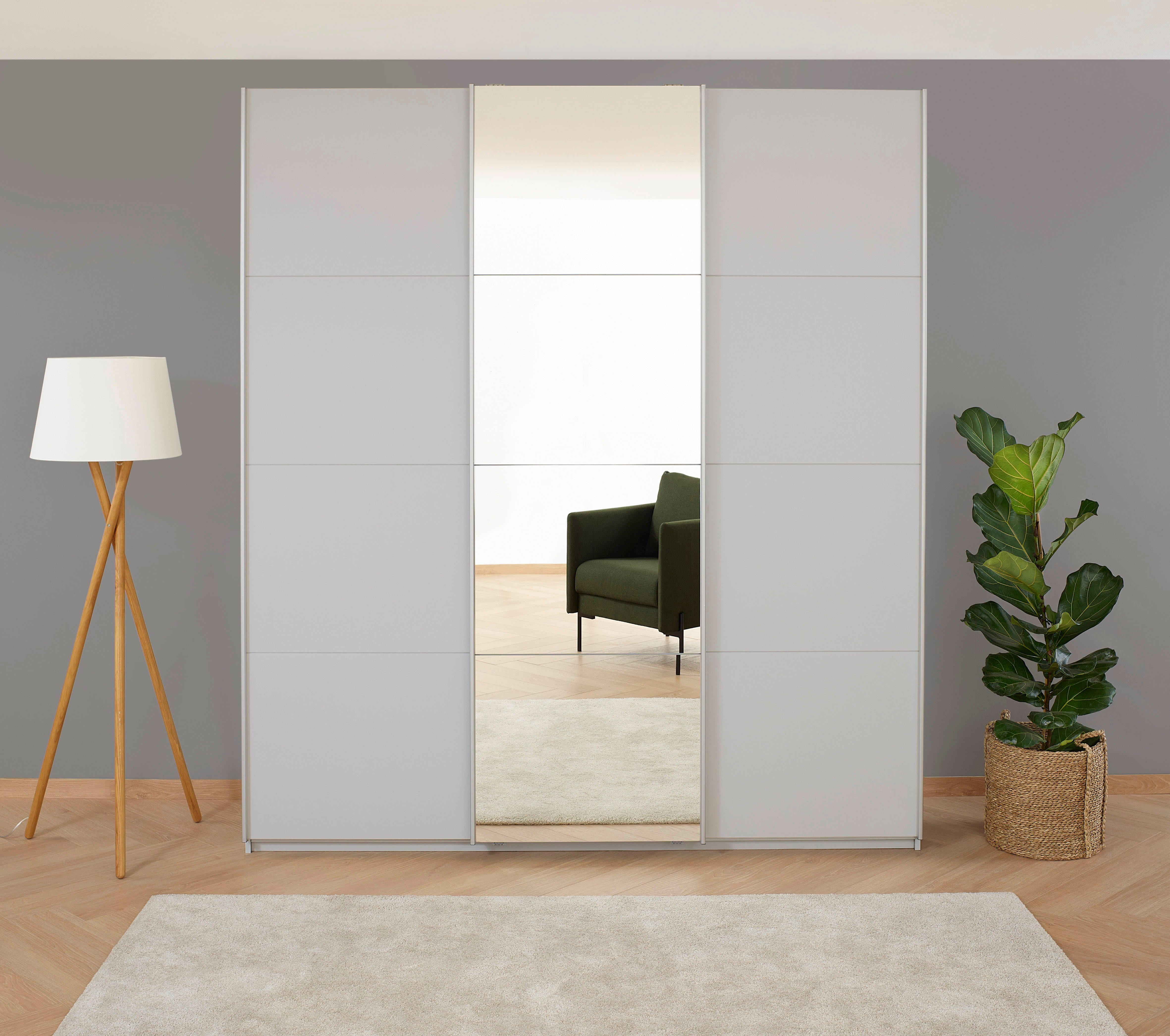 rauch Zweefdeurkast Kledingkast kast garderobe BESTSELLER KOLUNA met spiegel inclusief 2 binnenladen en extra legplanken made in germany
