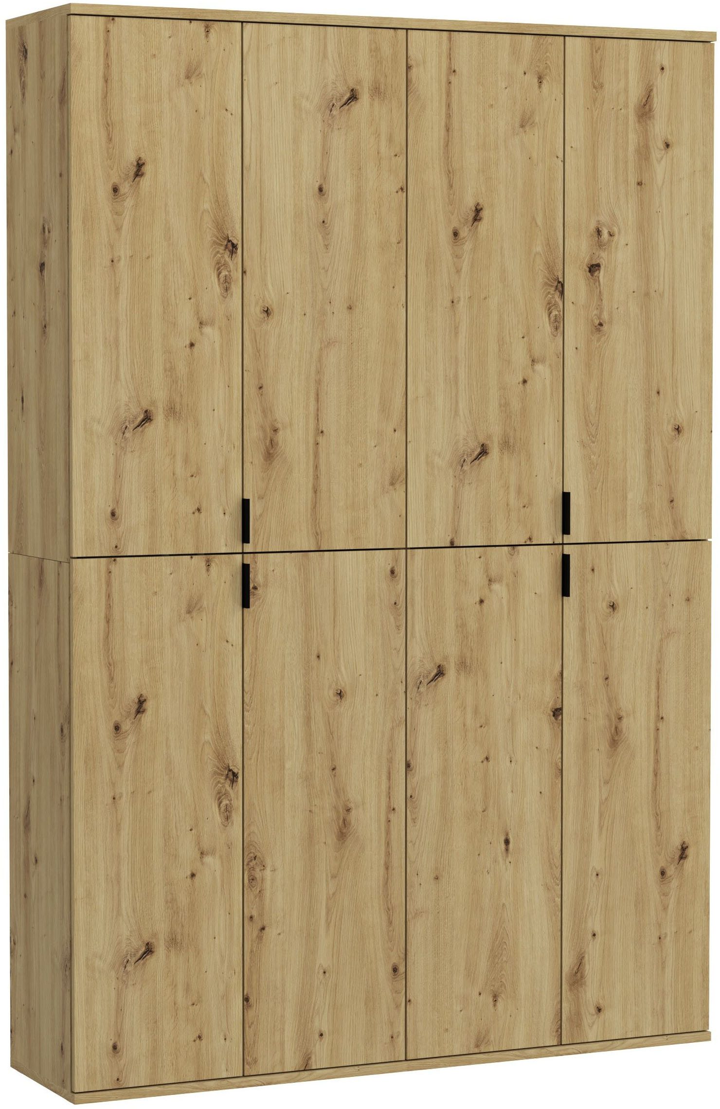INOSIGN Halmeubelset Trondheim, Breedte 122 cm, bestaande uit 2 Kasten, 8 Deuren, 18 Vakken (set, 2-delig) wandkapstokken bruin