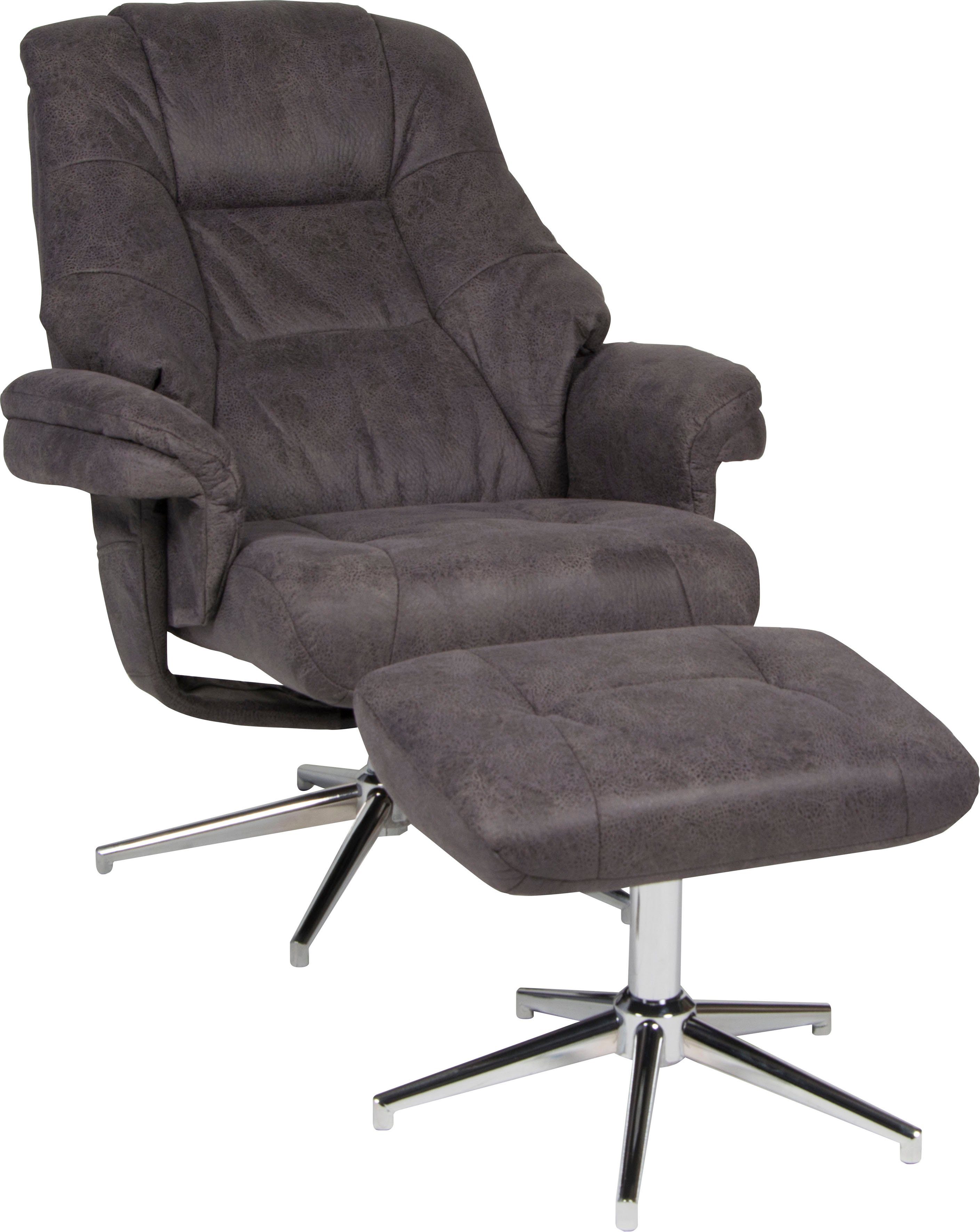 Duo Collection Relaxfauteuil BURNABY met voetenbank en relaxfunctie, 360 graden draaibaar