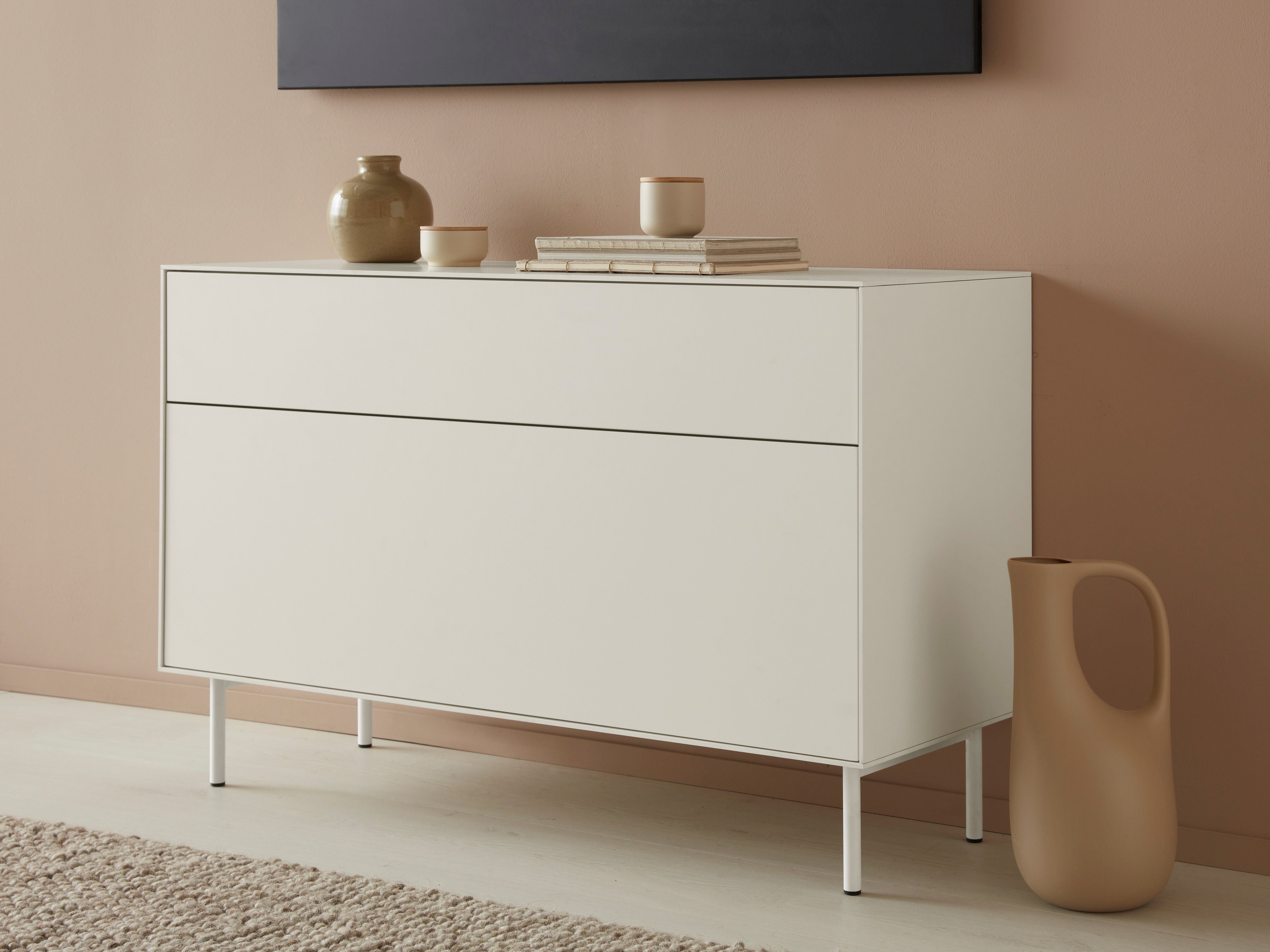 LeGer Home by Lena Gercke Tv-meubel Essentials Breedte: 112 cm, MDF gelakt, push-to-open-functie lowboards wit