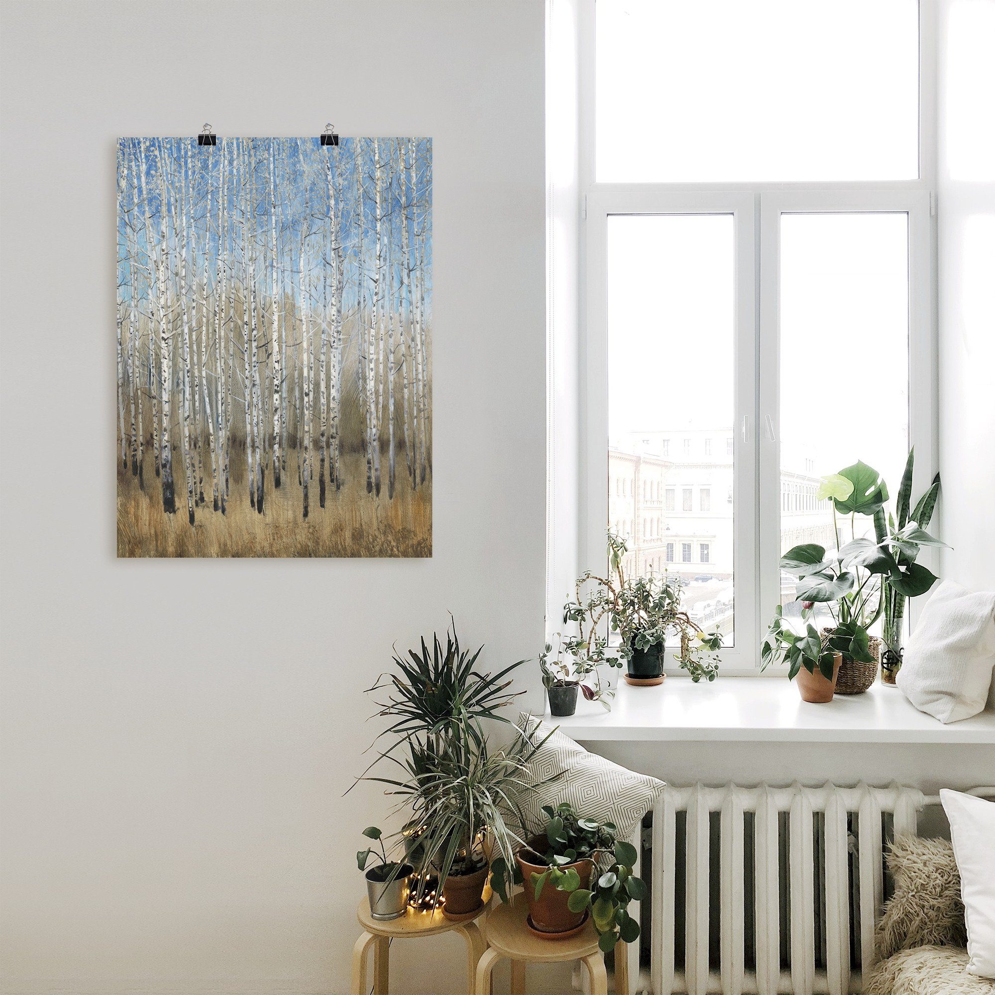 Artland Artprint Stoffige blauwe berken II als artprint op linnen, poster in verschillende formaten maten