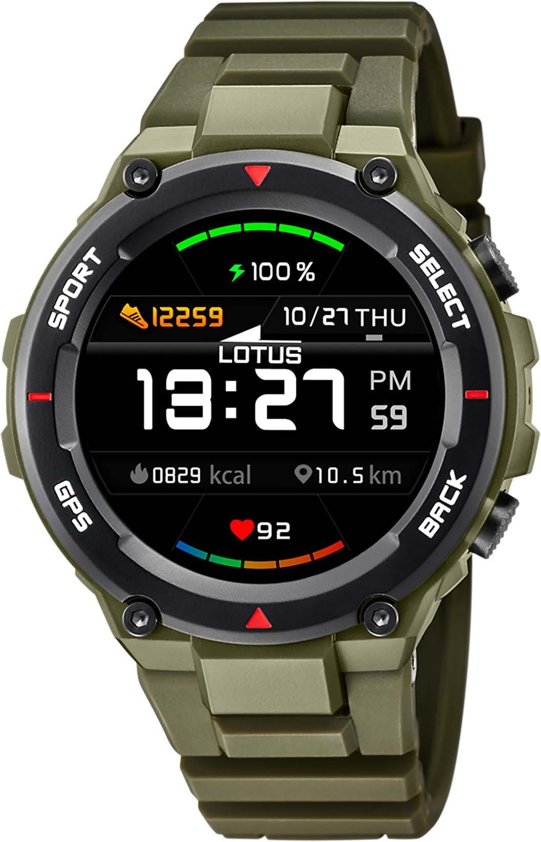 Lotus 50024-3 Horloge Smartime smartwatch kunststof zwart-groen 51 mm