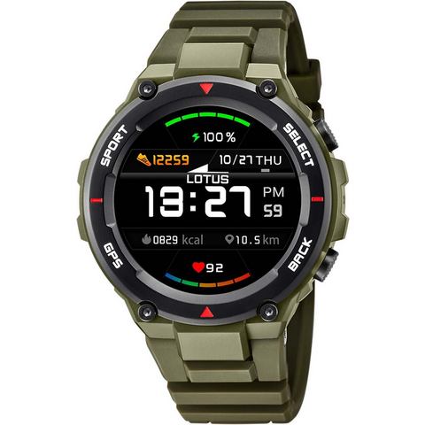Lotus 50024-3 Horloge Smartime smartwatch kunststof zwart-groen 51 mm