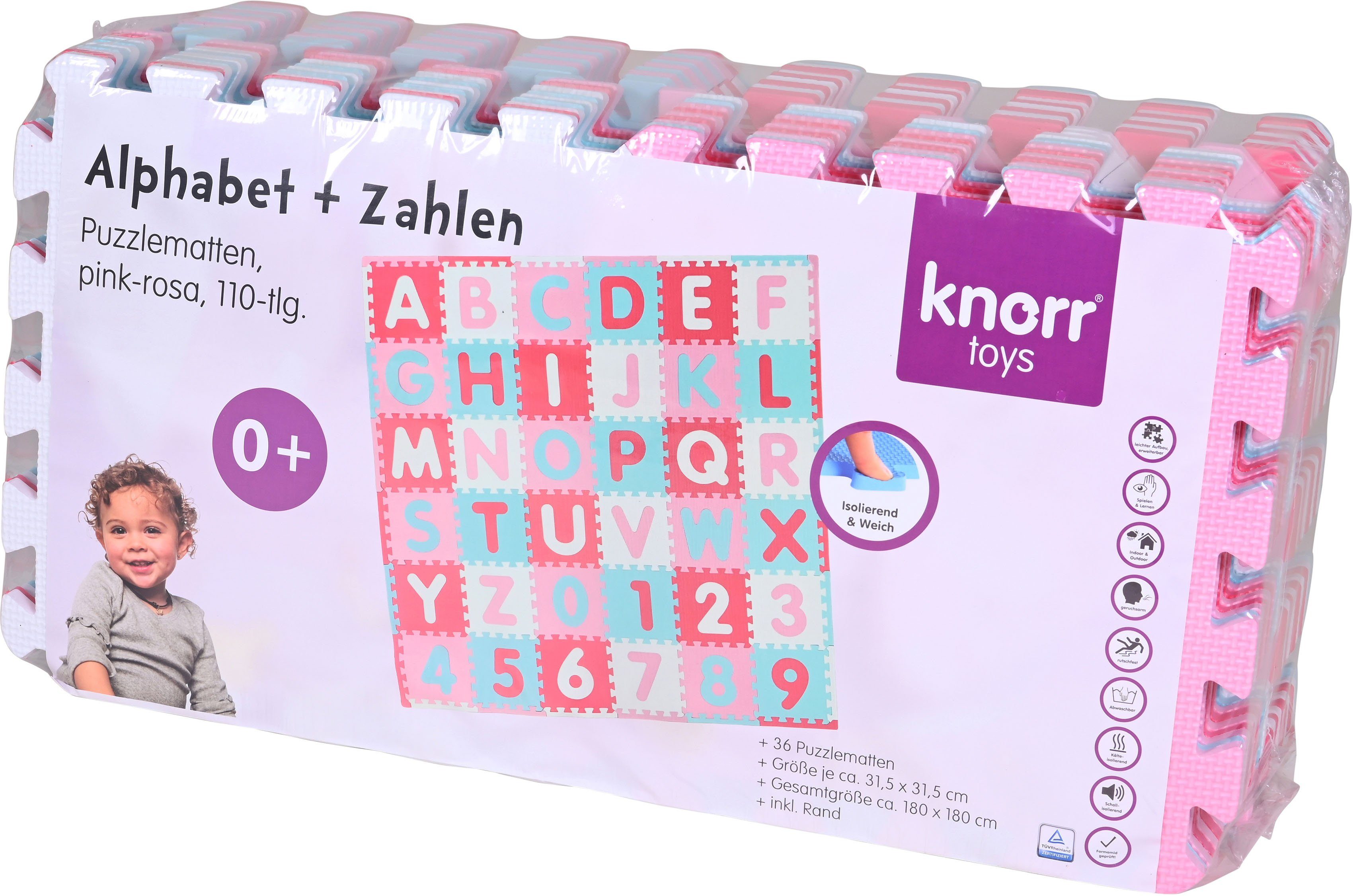 Knorrtoys® Puzzel Alfabet + getallen, pink-roze