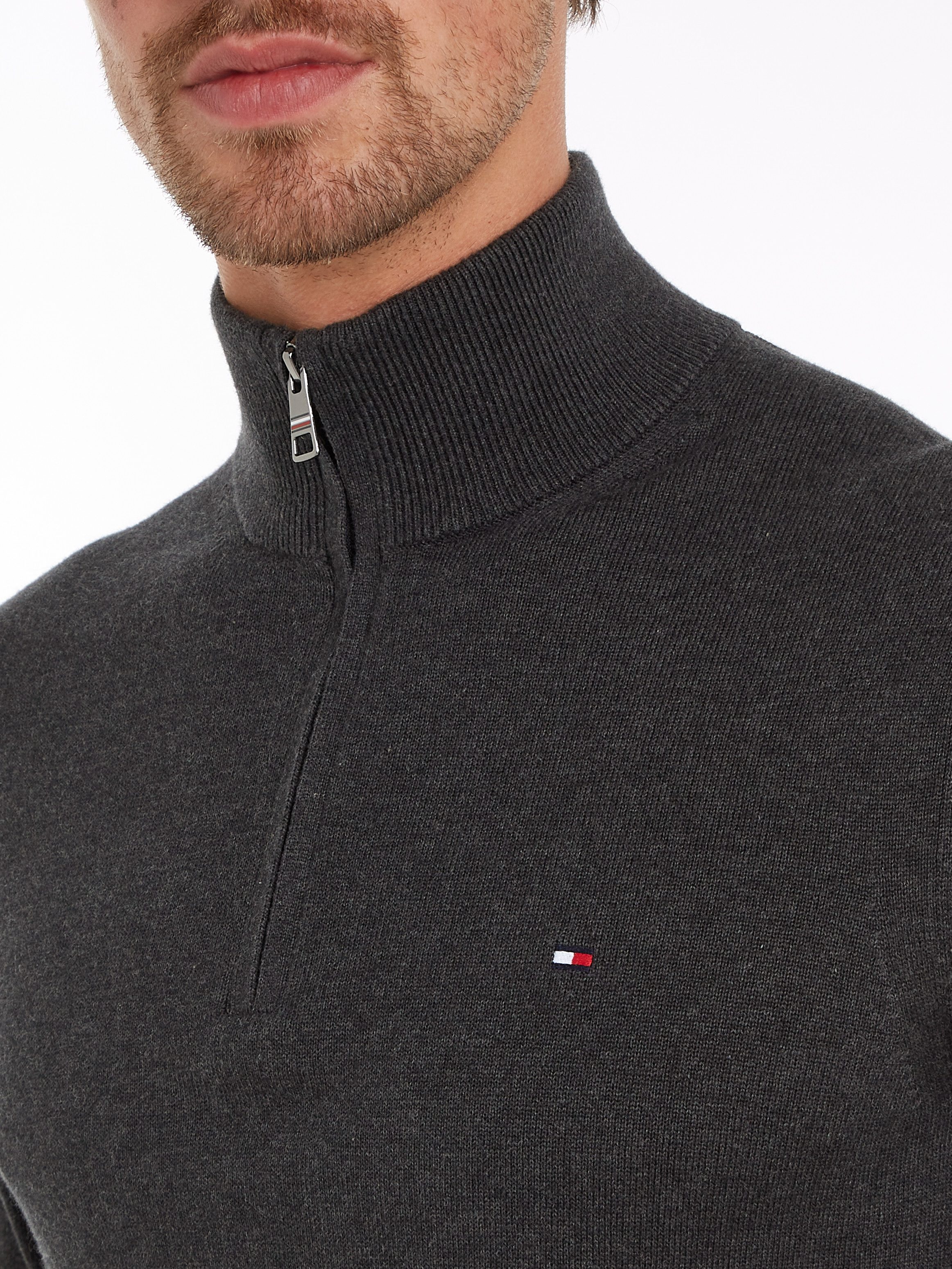Tommy Hilfiger Schipperstrui PIMA ORG CTN CASHMERE ZIP MOCK