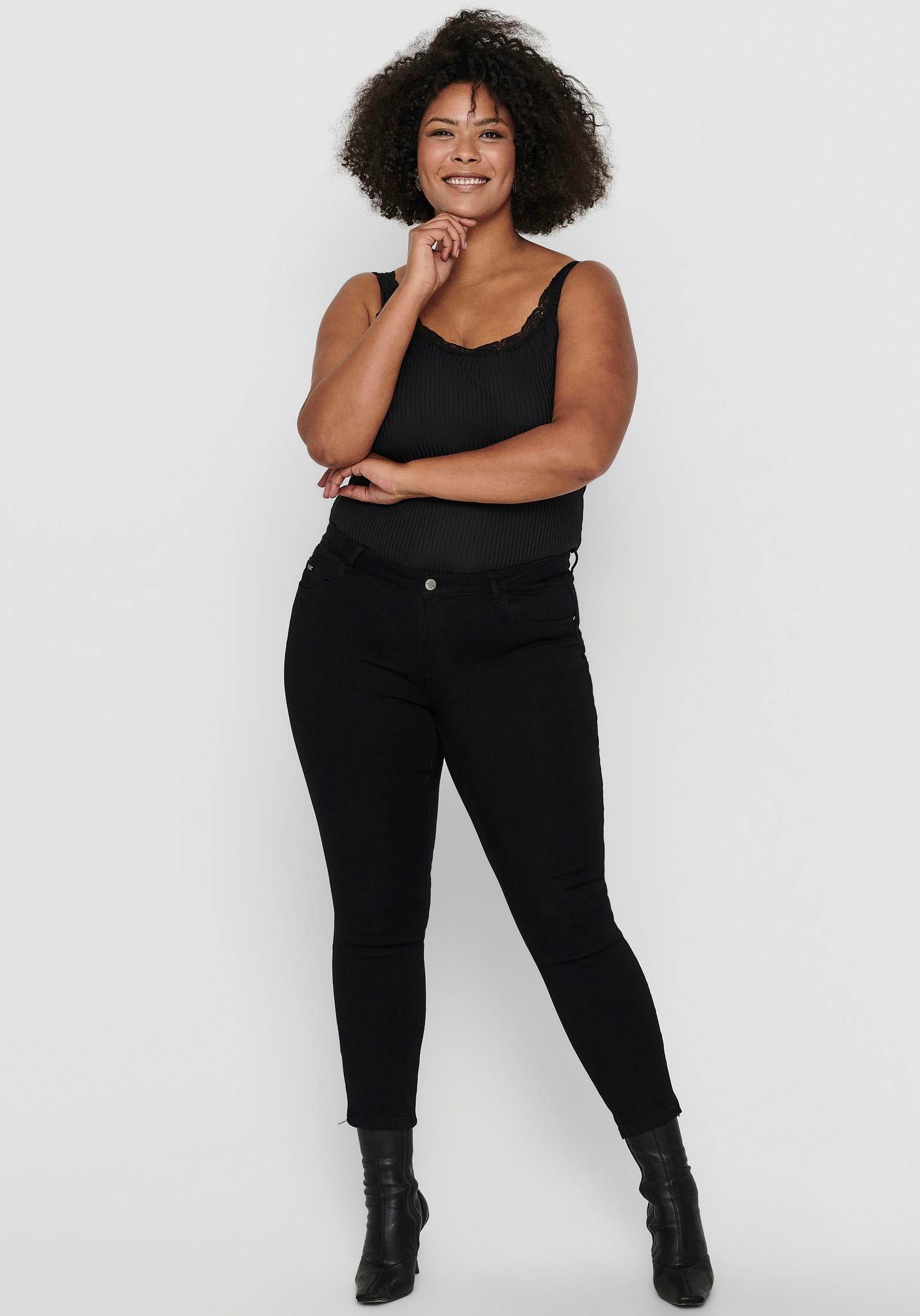ONLY CARMAKOMA Skinny fit jeans CARKARLA REG SK ANKLE ZIP JNS met ritssluiting onder in de pijpen