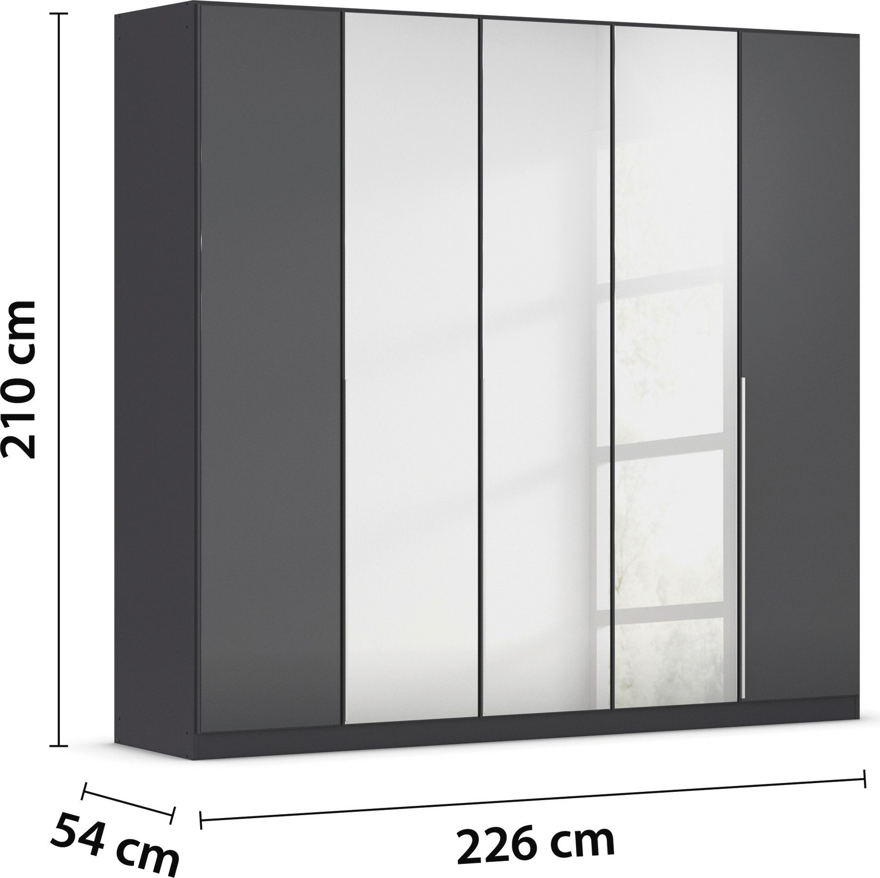 rauch Draaideurkast Kledingkasten kast garderobe AGORDO met glazen front doordachte binnenuitrusting, in 6 breedtes en 2 hoogtes made in germany