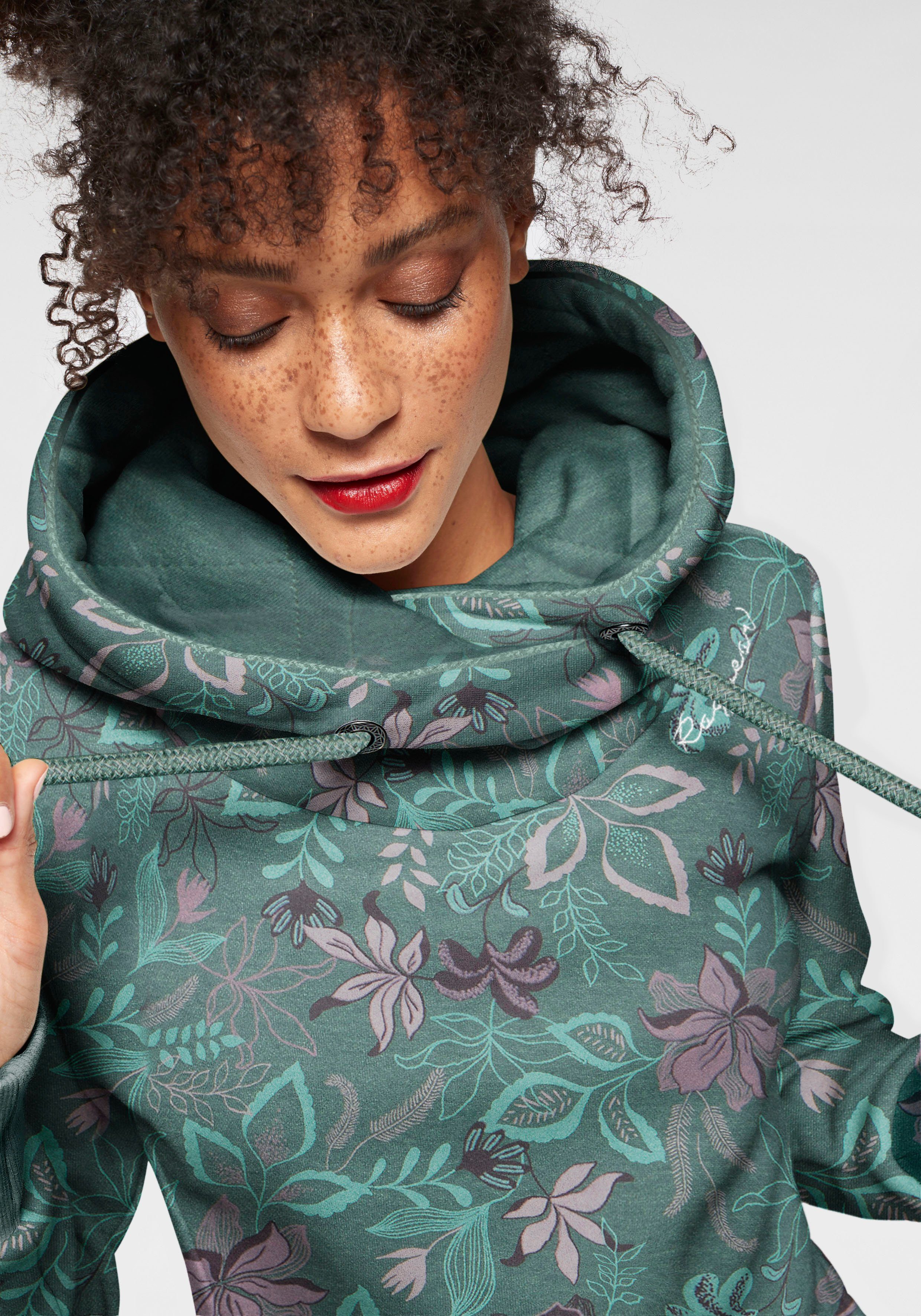 Ragwear Sweater GRIPY FLOWERS O Hoodie met gebloemde print all-over