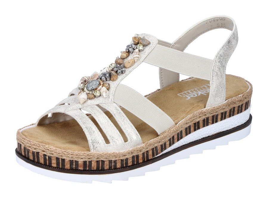 Rieker Sandalen zomerschoen, sandaal, sleehak, in metallic-look