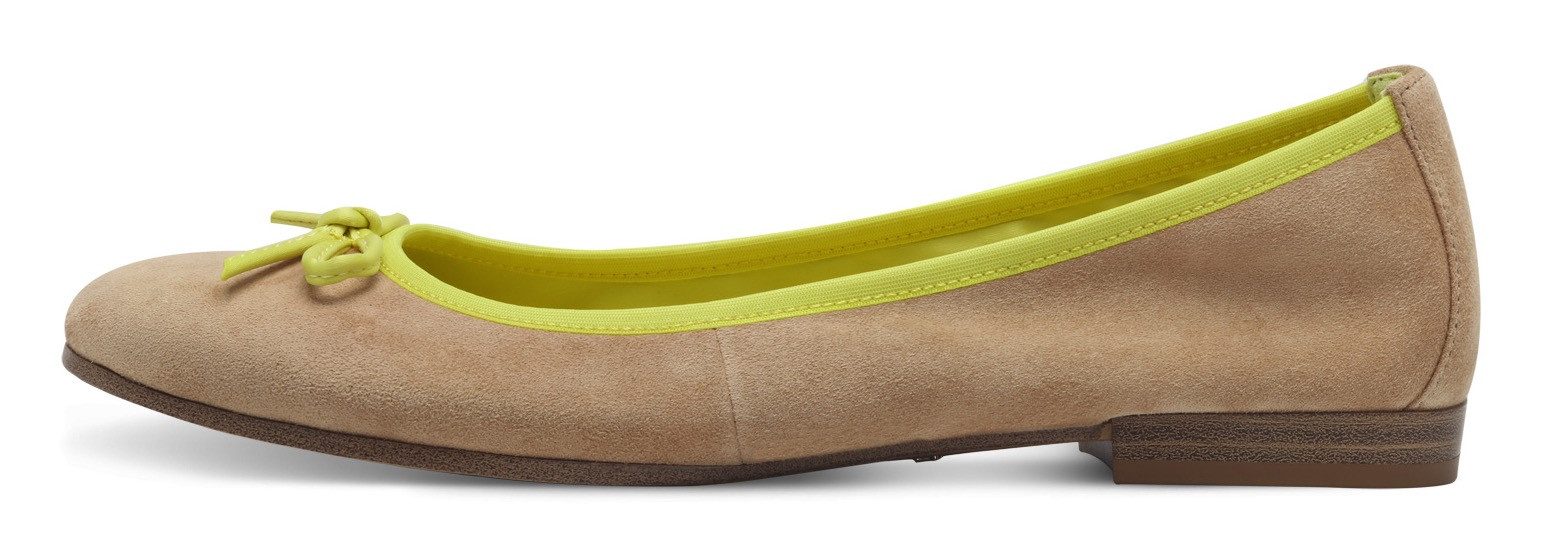 Tamaris Ballerina's , blockhak, business schoen, instapschoen met schattige decoratieve strik