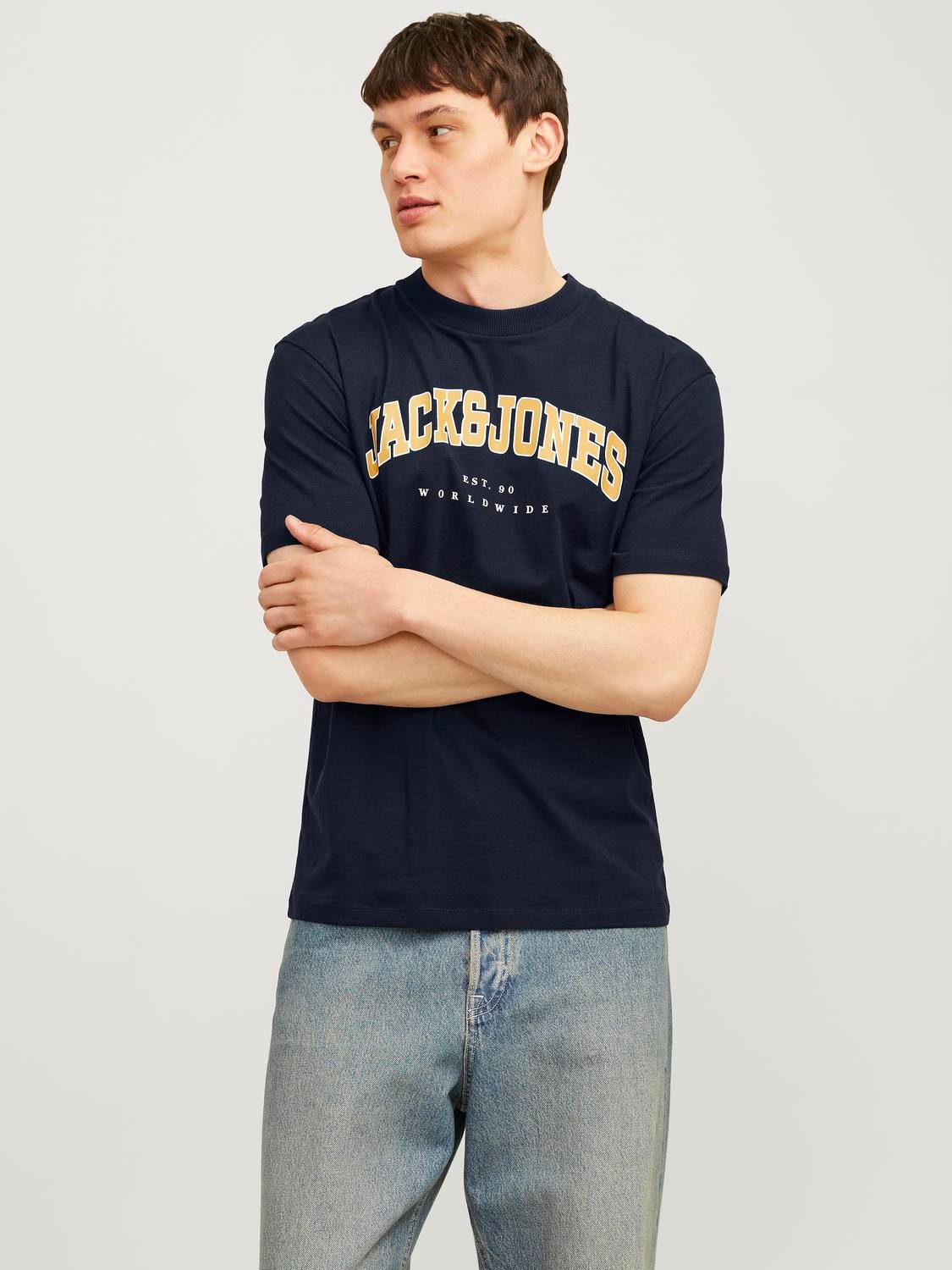 Jack & Jones Shirt met ronde hals JJECALEB VARSITY TEE SS O-NECK NOOS