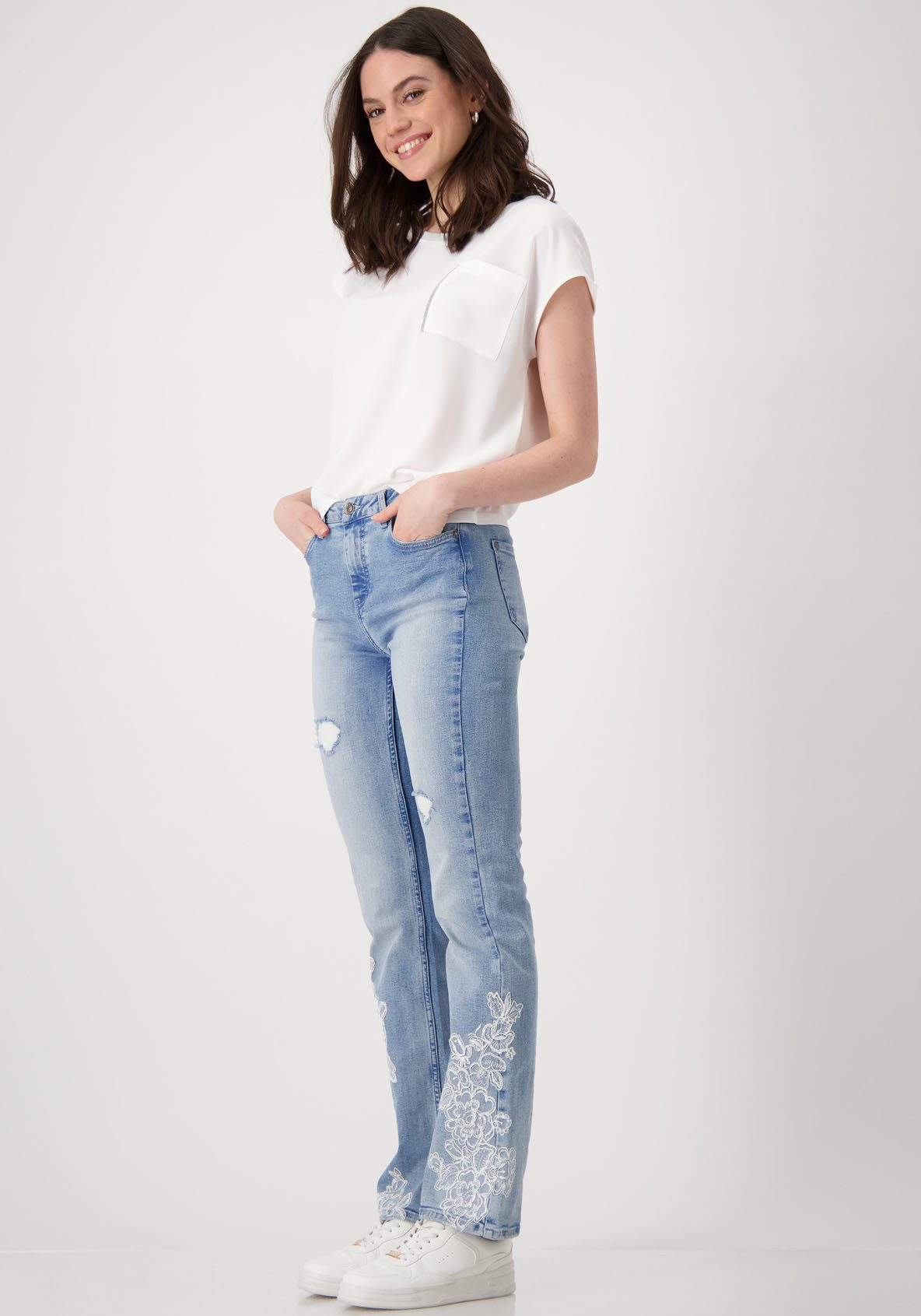 Monari Blouse zonder sluiting met opgestikte sierzak