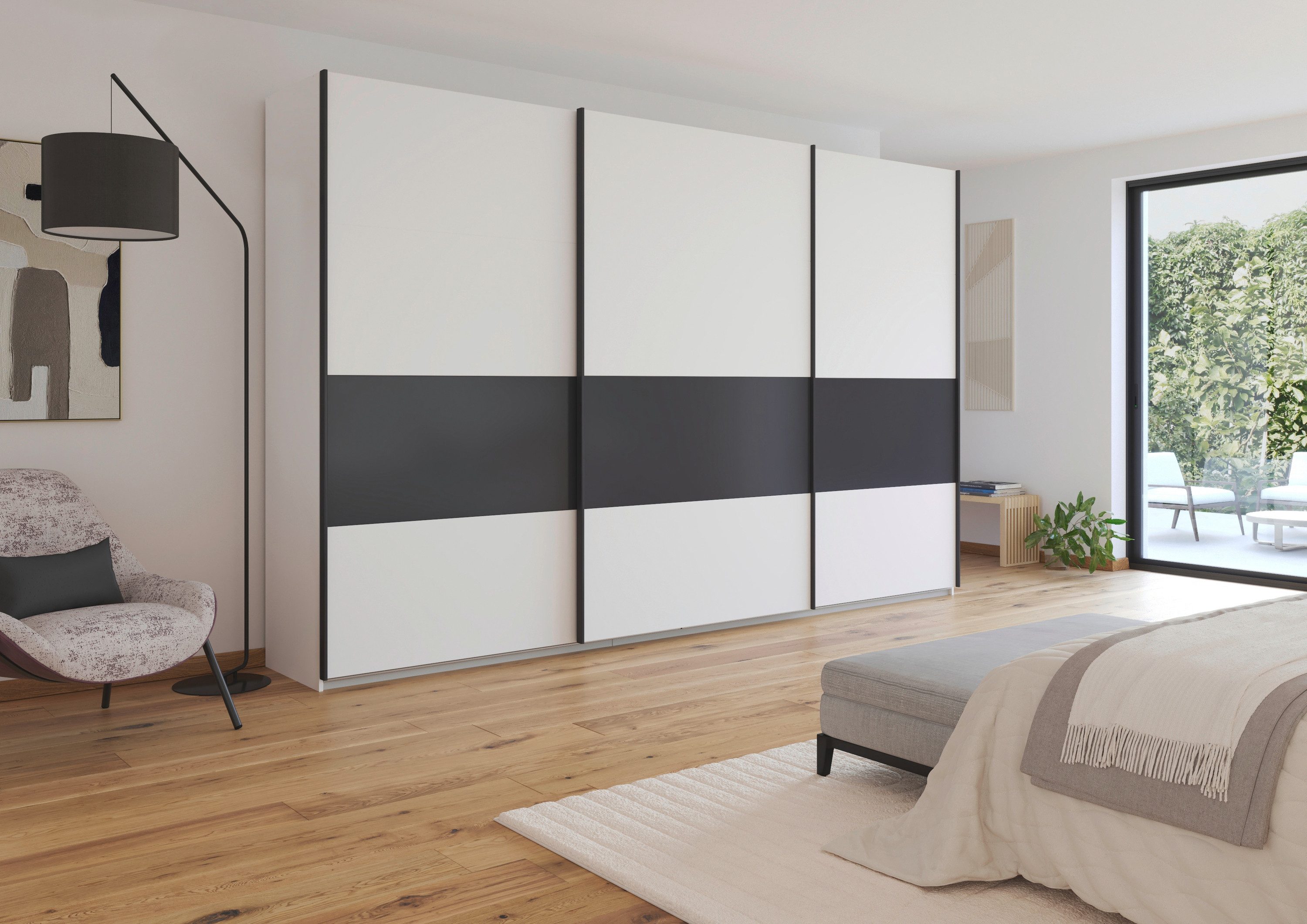 rauch Schuifdeurkast Kledingkast Kast Garderobe CORTONA inclusief indeling, 2 stoffen dozen en extra planken