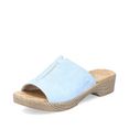 rieker slippers met hout-look loopzool blauw