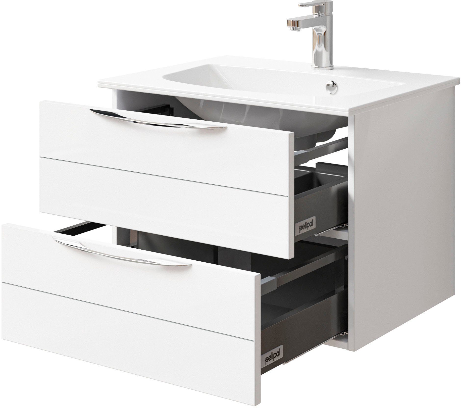 Saphir Wastafelonderkast Serie 6025 mineraalmarmeren wastafel met onderkast, 67 cm breed (2-delig)