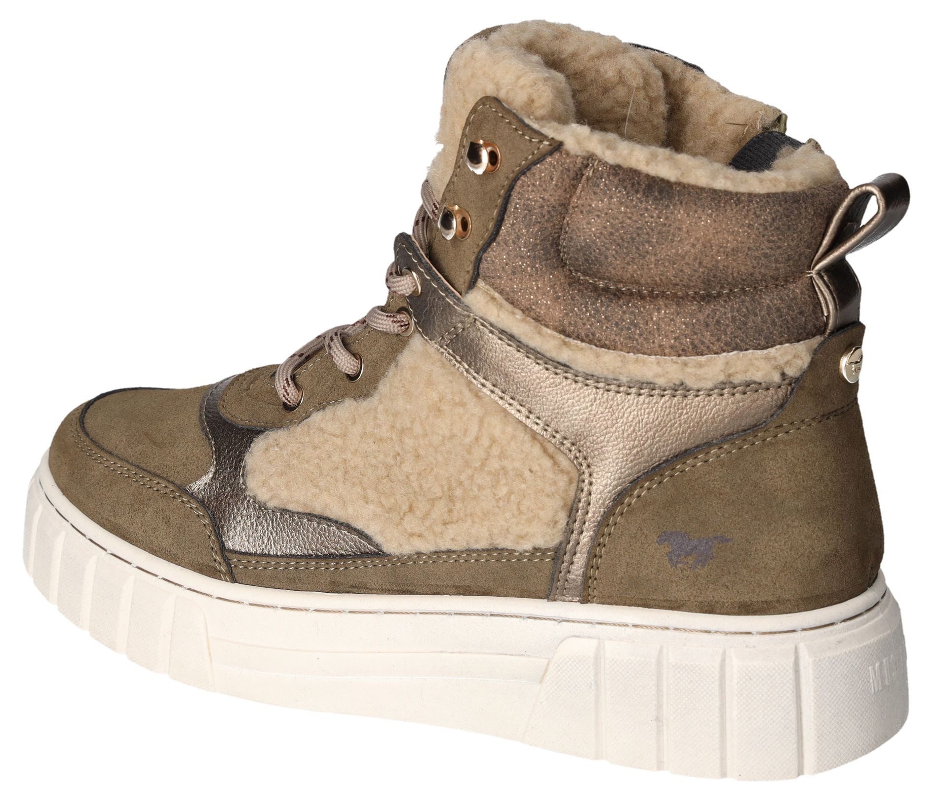 Mustang Shoes Winterlaarzen plateau veterschoenen enkellaars met teddy-voering