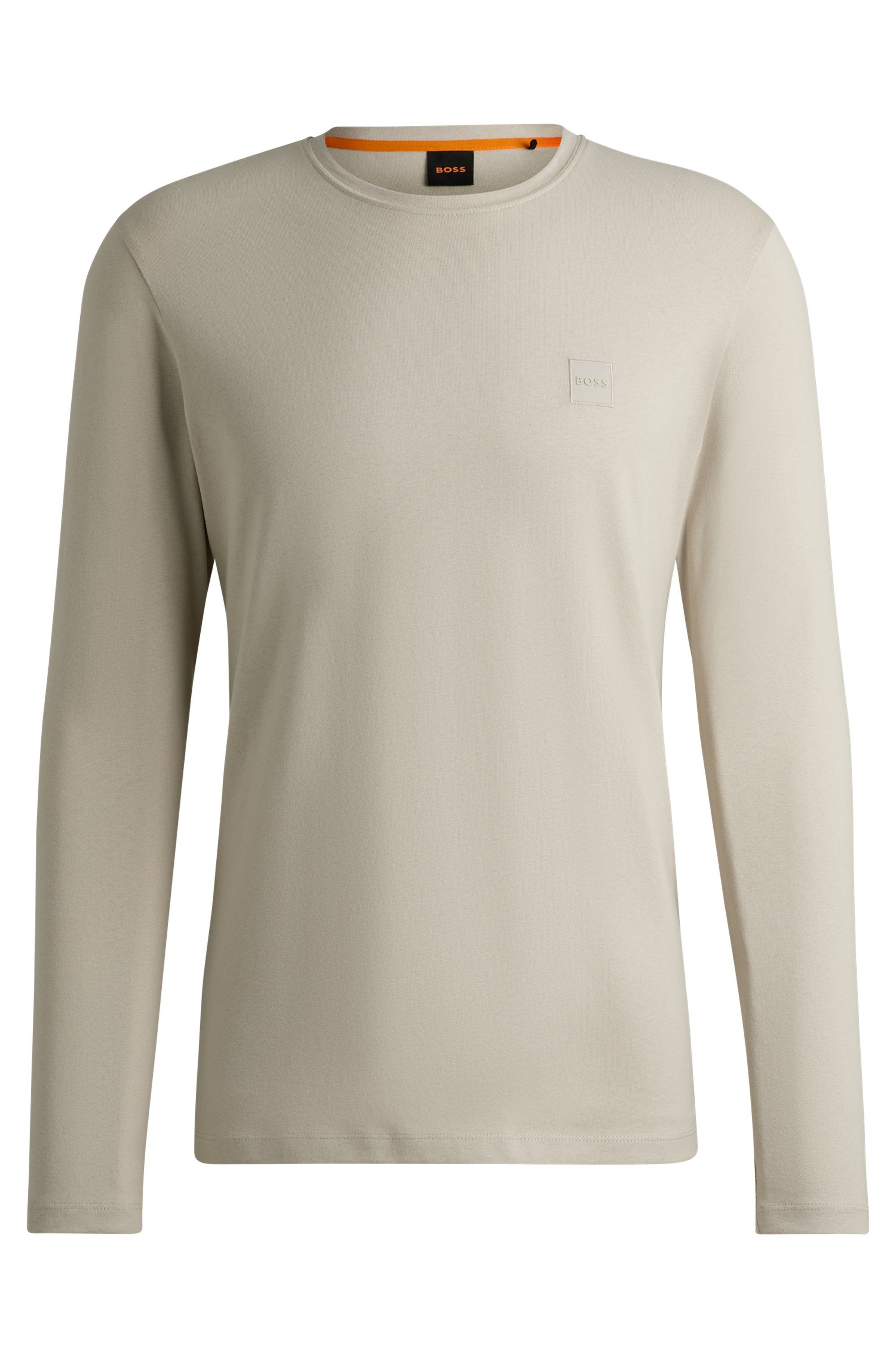 Boss Orange Shirt met lange mouwen Tacks met merkembleem op de borst