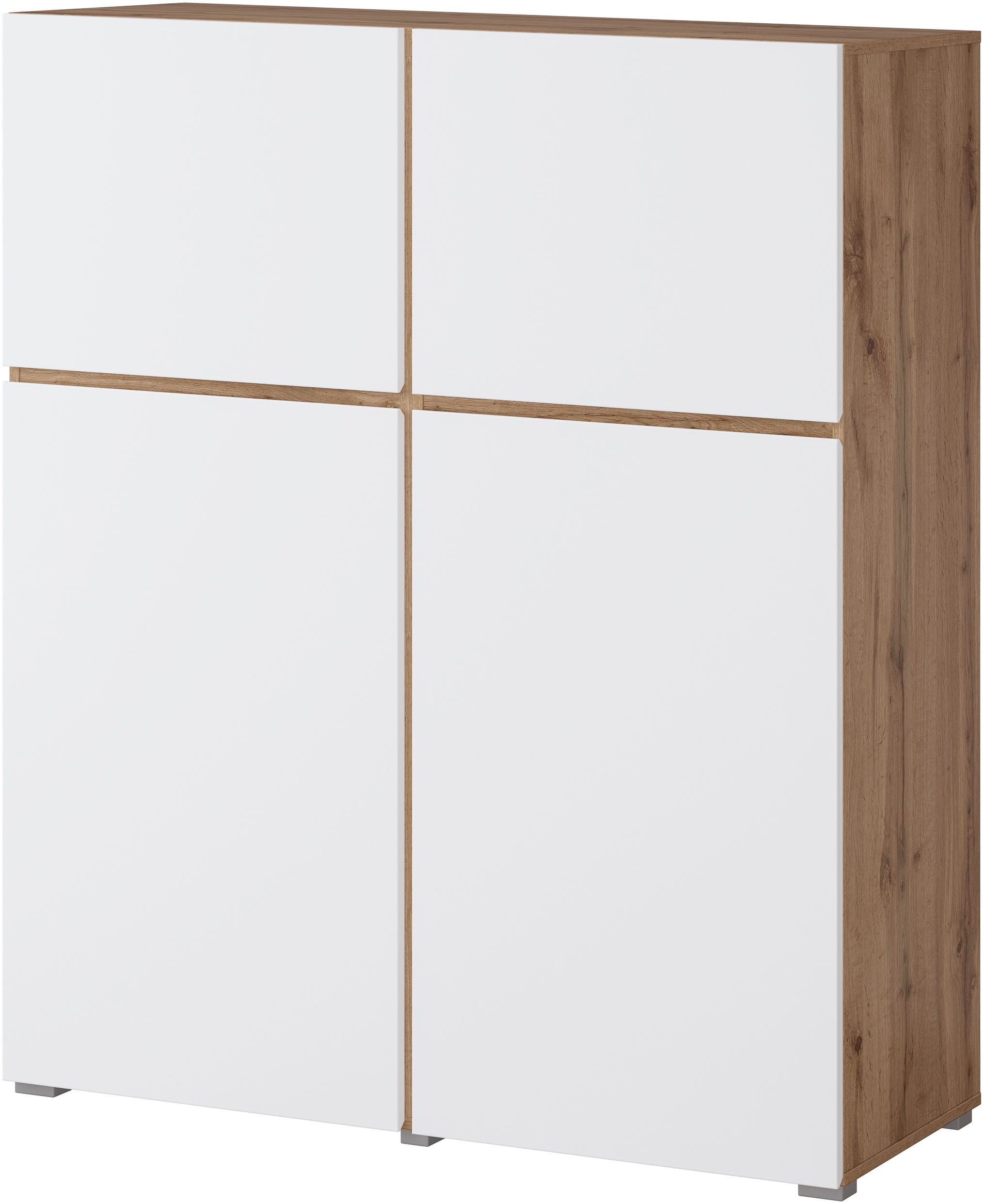 INOSIGN Highboard Cross, moderne greeploze hoge kast met 4 deuren,kast met deur Hoge kast, hoogte 139 cm met veel bergruimte, planken verstelbaar
